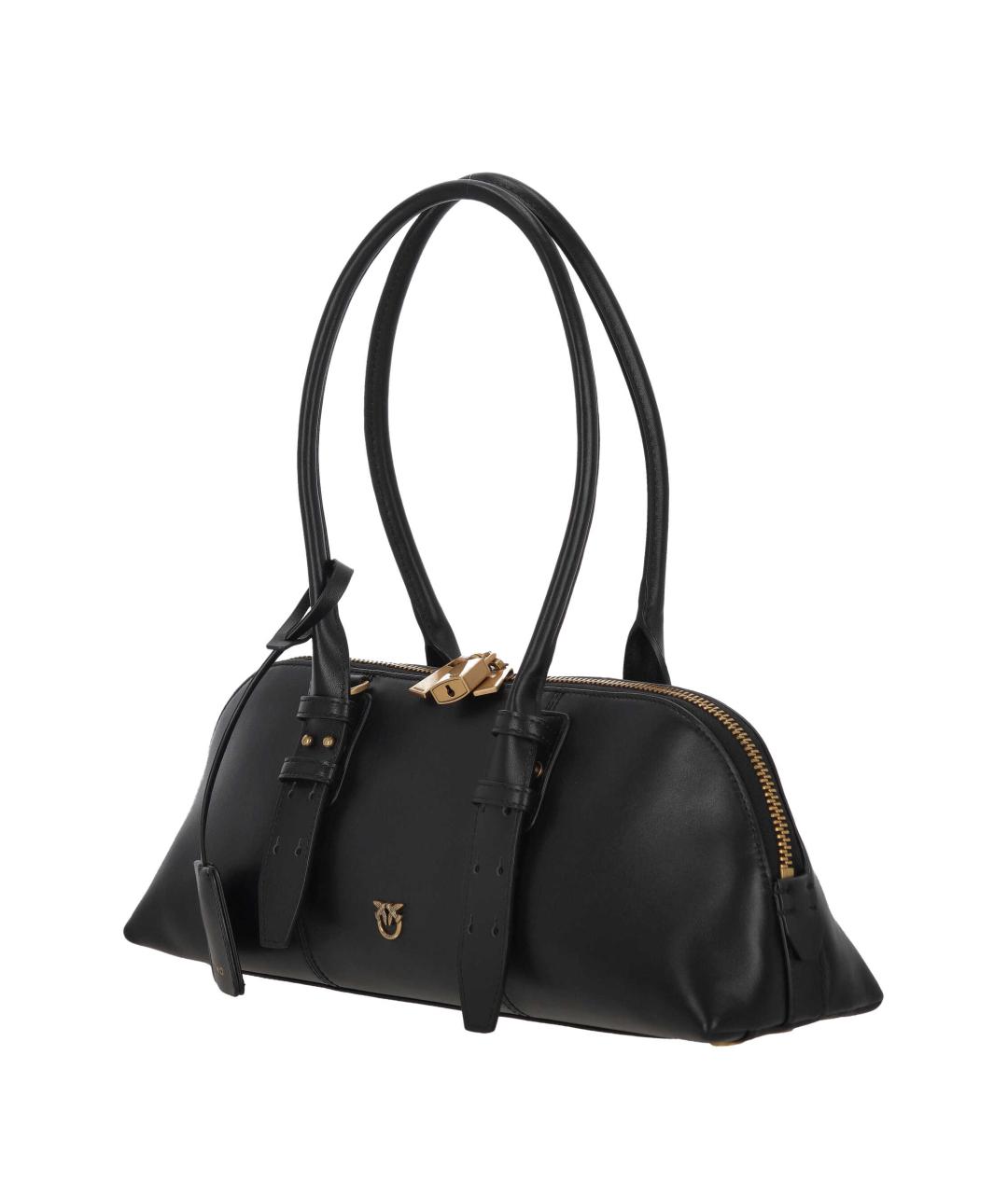 PINKO Черная кожаная сумка с короткими ручками, фото 2