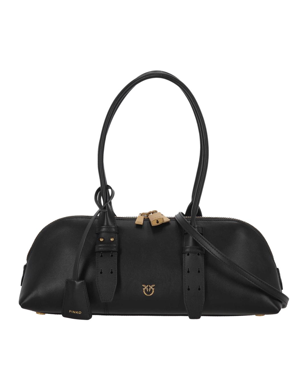 PINKO Черная кожаная сумка с короткими ручками, фото 1