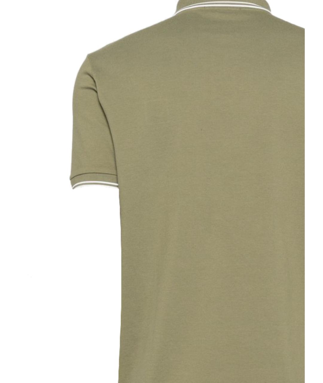 STONE ISLAND Хаки хлопко-эластановое поло с коротким рукавом, фото 3