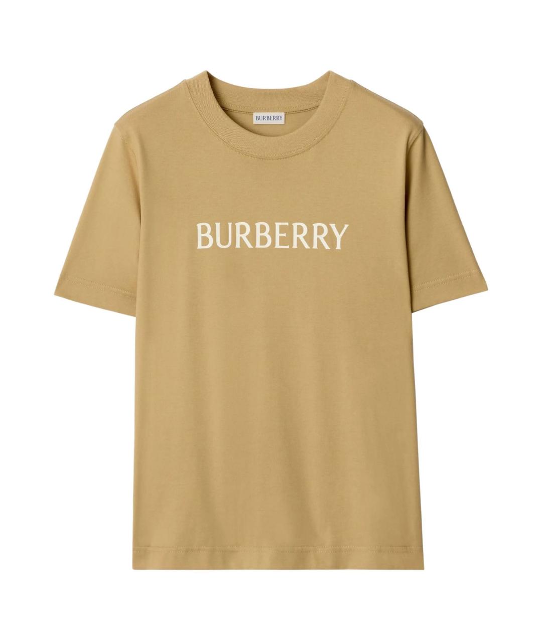 BURBERRY Бежевая хлопковая футболка, фото 1
