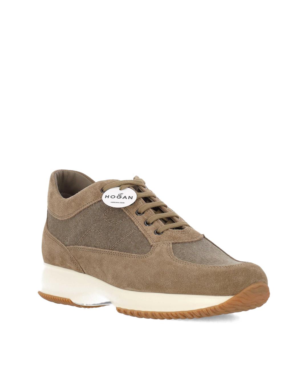 HOGAN Бежевые замшевые низкие кроссовки / кеды, фото 2