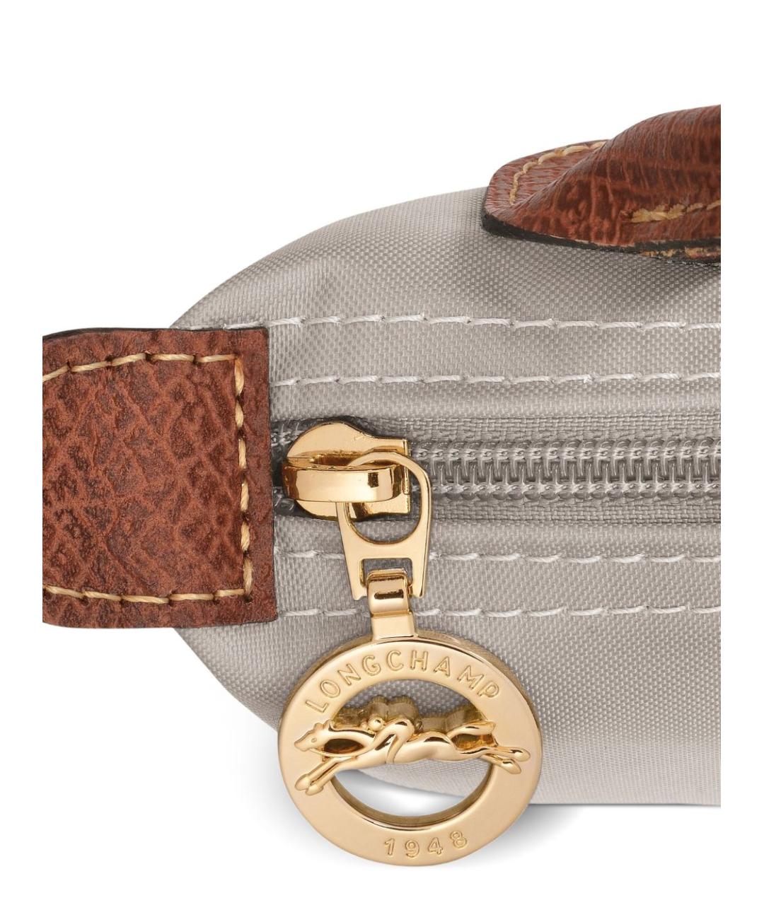 LONGCHAMP Серая тканевая сумка с короткими ручками, фото 3