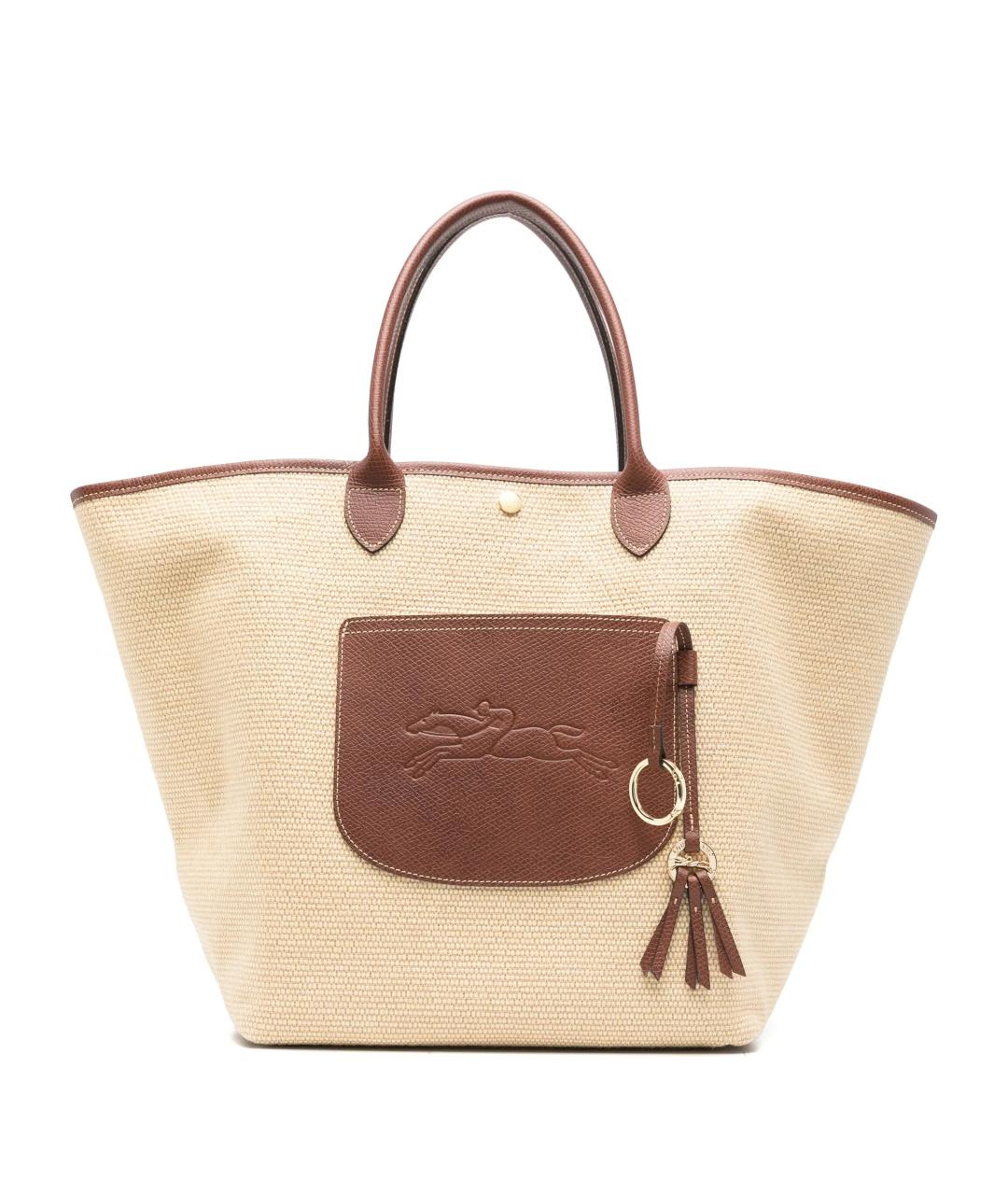 LONGCHAMP Бежевая тканевая сумка тоут, фото 1