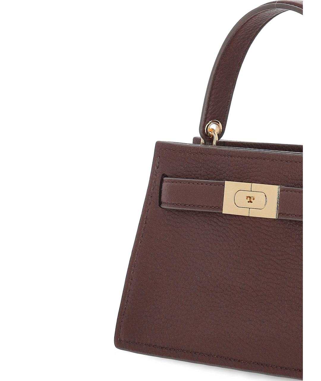 TORY BURCH Коричневая кожаная сумка с короткими ручками, фото 4