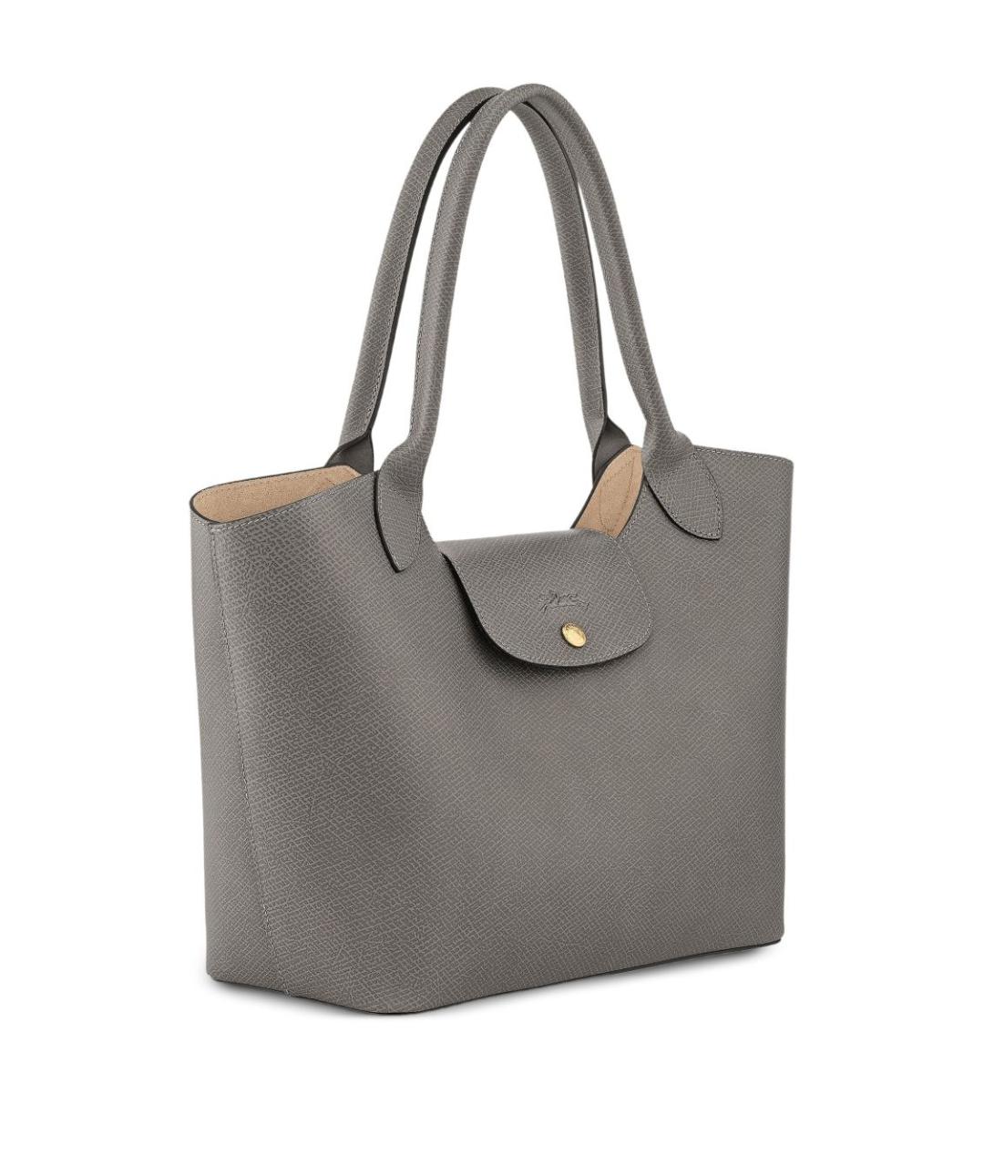 LONGCHAMP Серая кожаная сумка тоут, фото 2