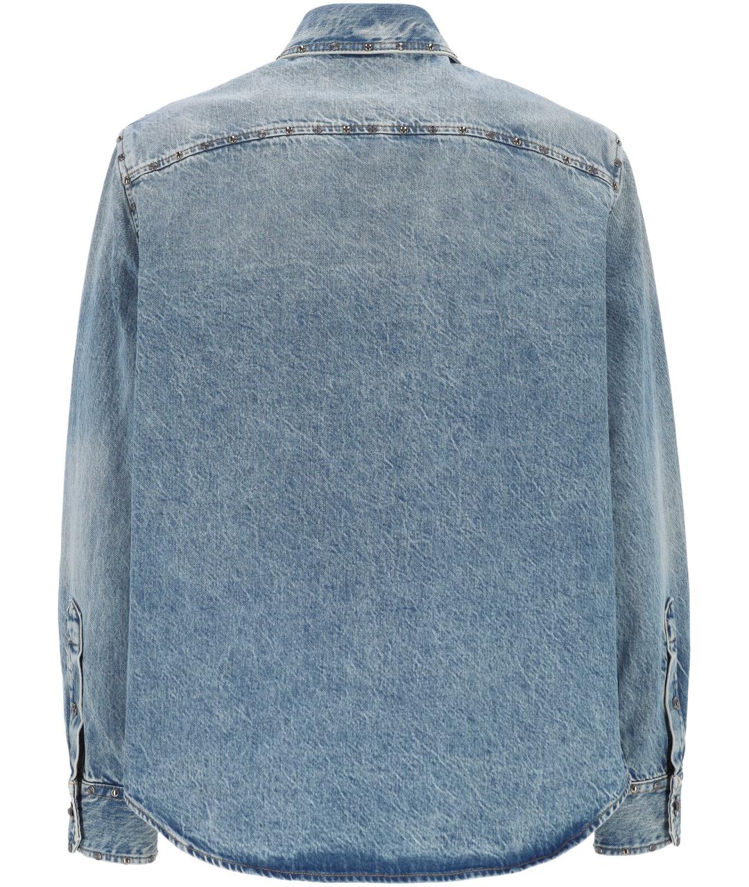 VERSACE Синяя хлопковая кэжуал рубашка, фото 3