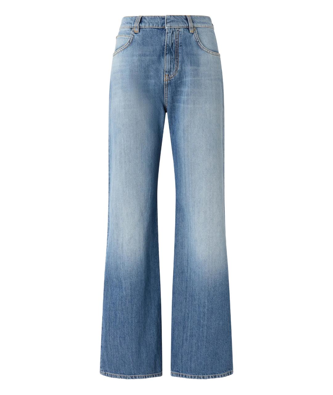 PINKO Голубые хлопко-полиэстеровые прямые джинсы, фото 1