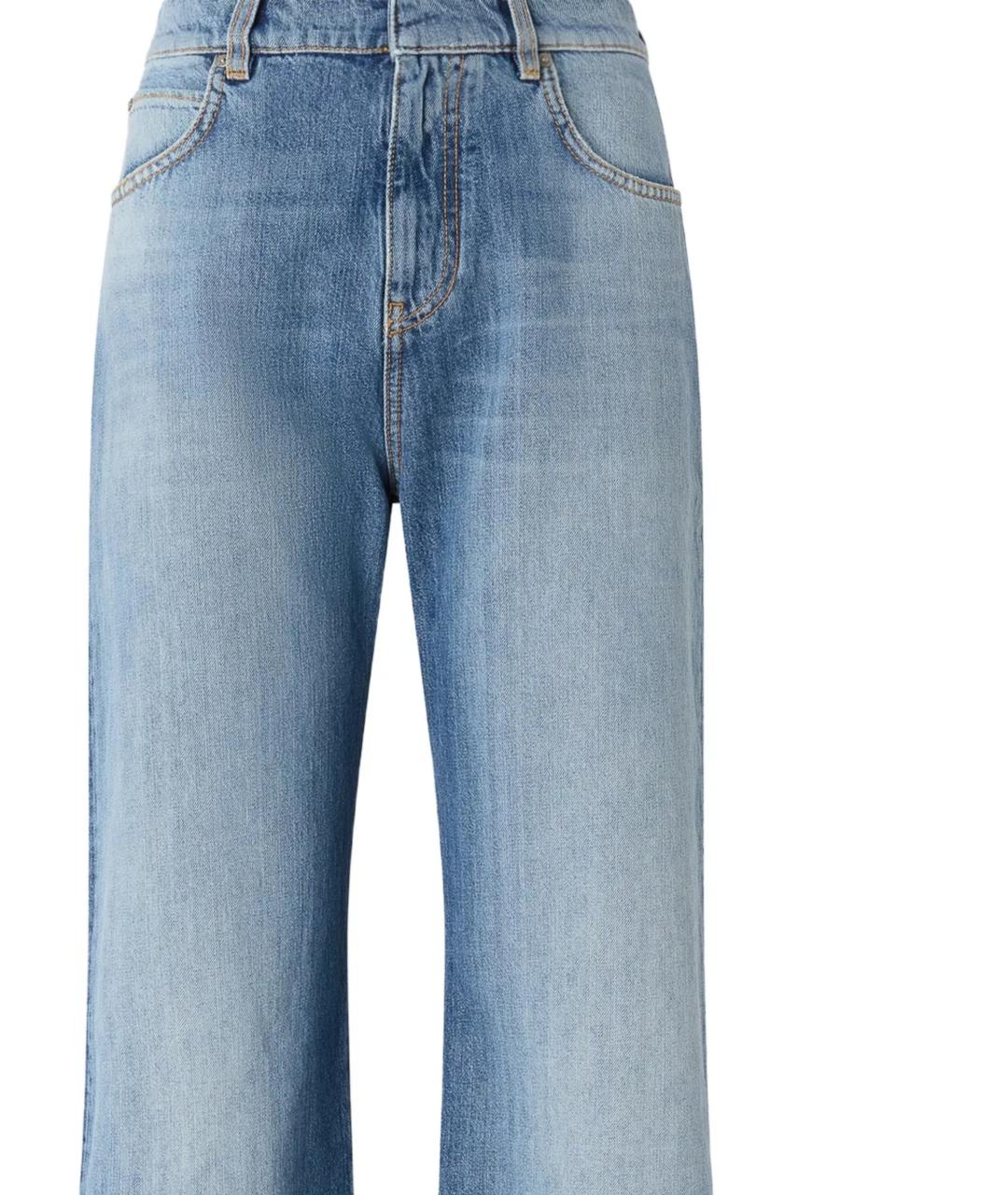 PINKO Голубые хлопко-полиэстеровые прямые джинсы, фото 2
