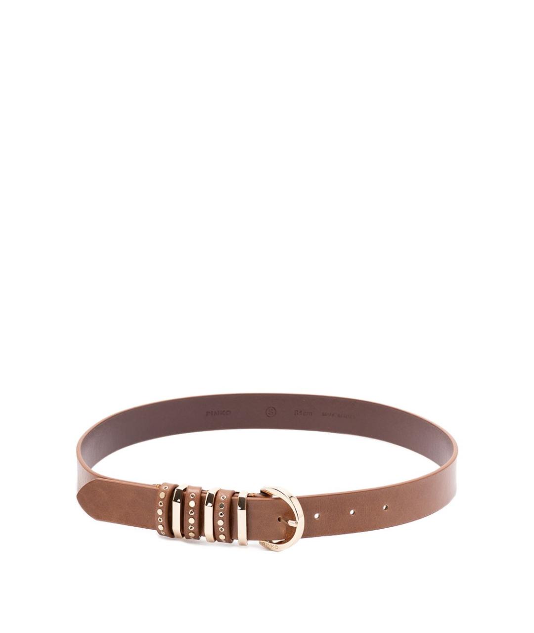 PINKO Коричневый кожаный ремень, фото 1
