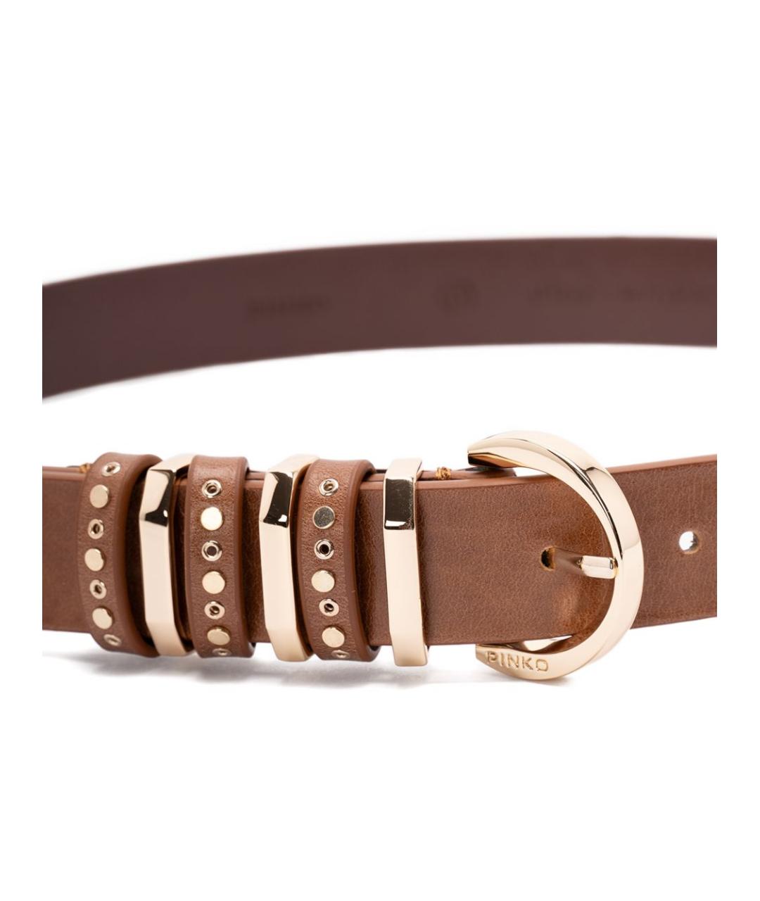 PINKO Коричневый кожаный ремень, фото 2