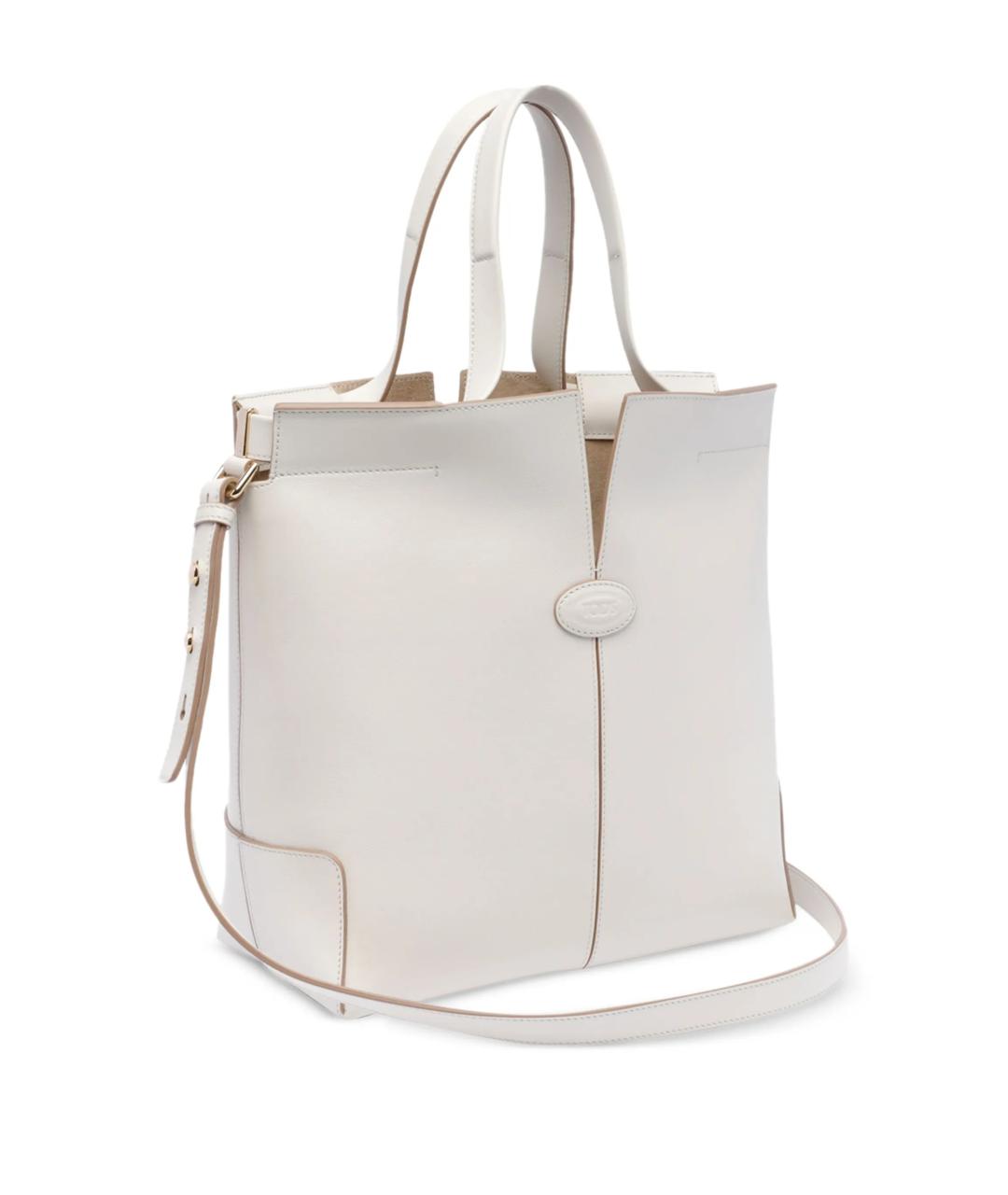 TOD'S Белая кожаная сумка тоут, фото 2
