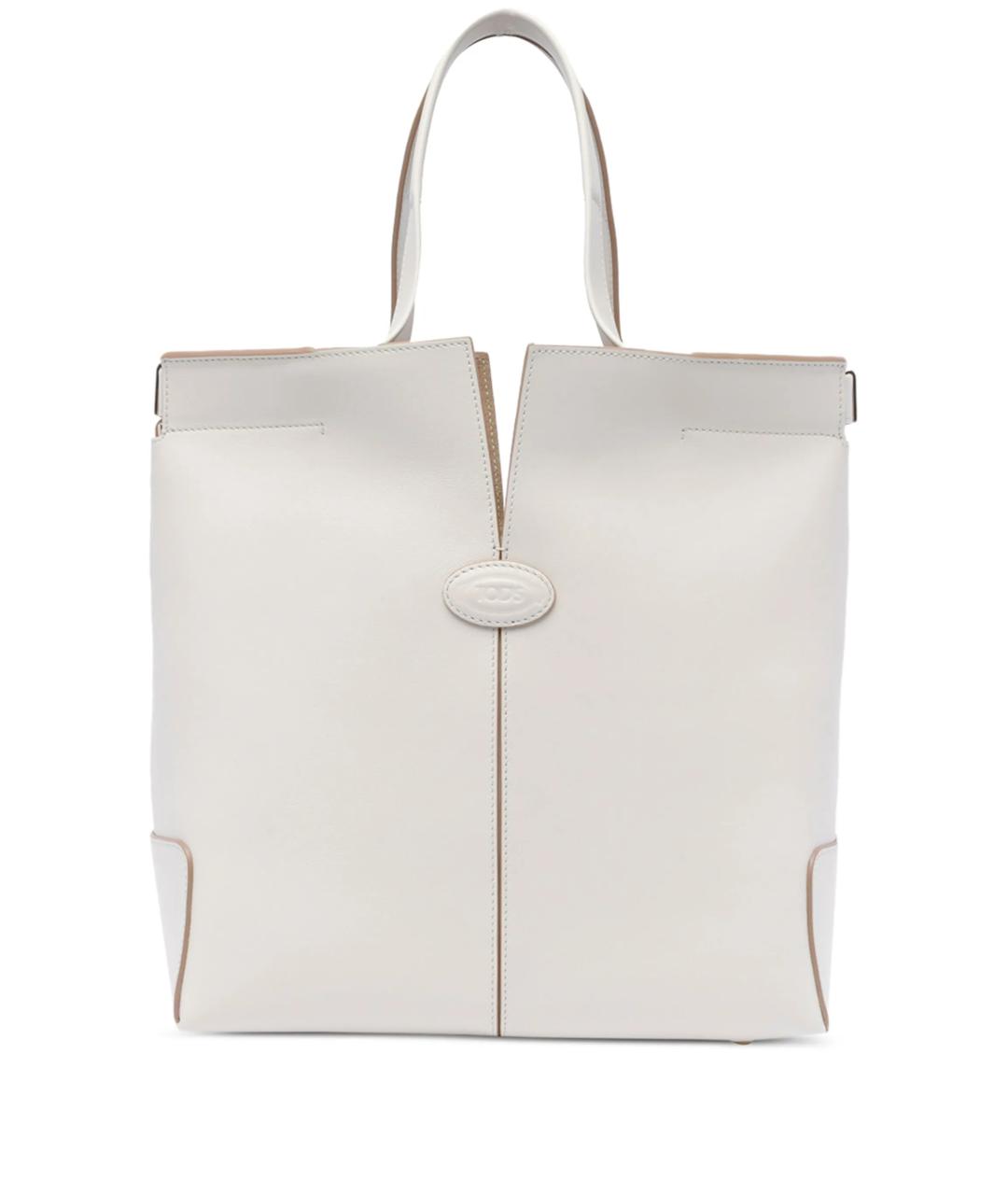 TOD'S Белая кожаная сумка тоут, фото 1