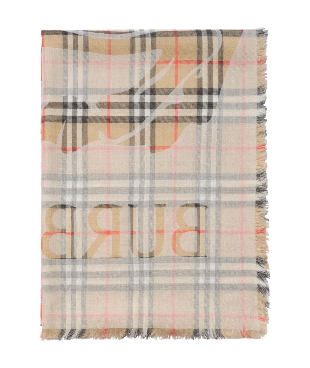 BURBERRY Бежевый шерстяной шарф, фото 1