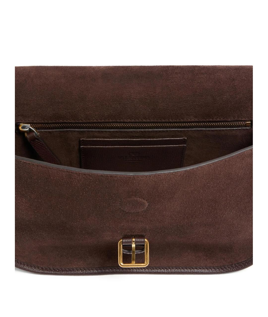 VALENTINO Коричневая замшевая сумка на плечо, фото 4