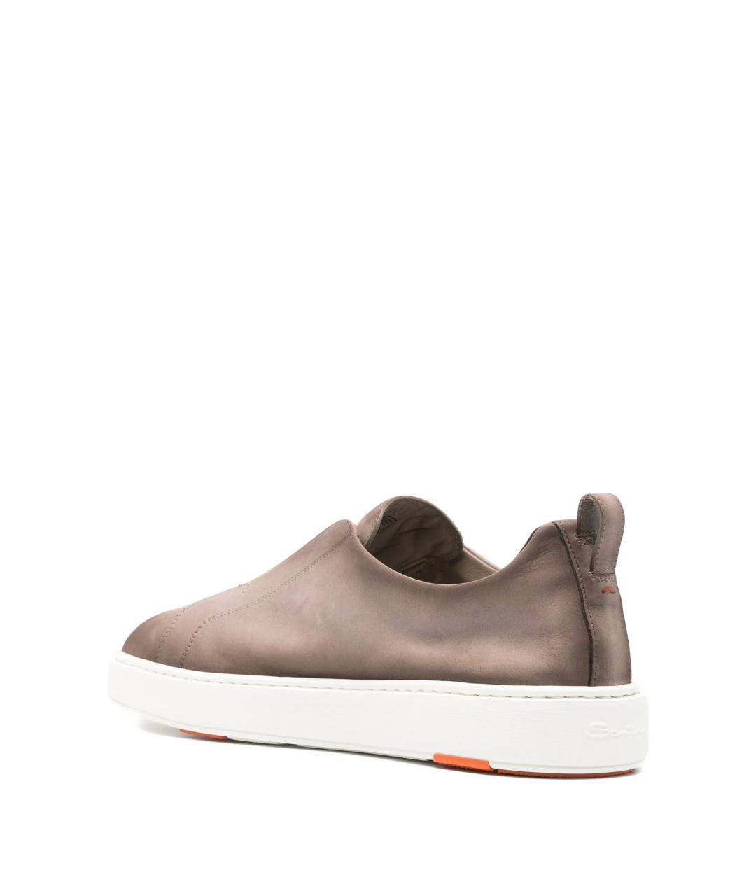 SANTONI Серые кожаные низкие кроссовки / кеды, фото 3