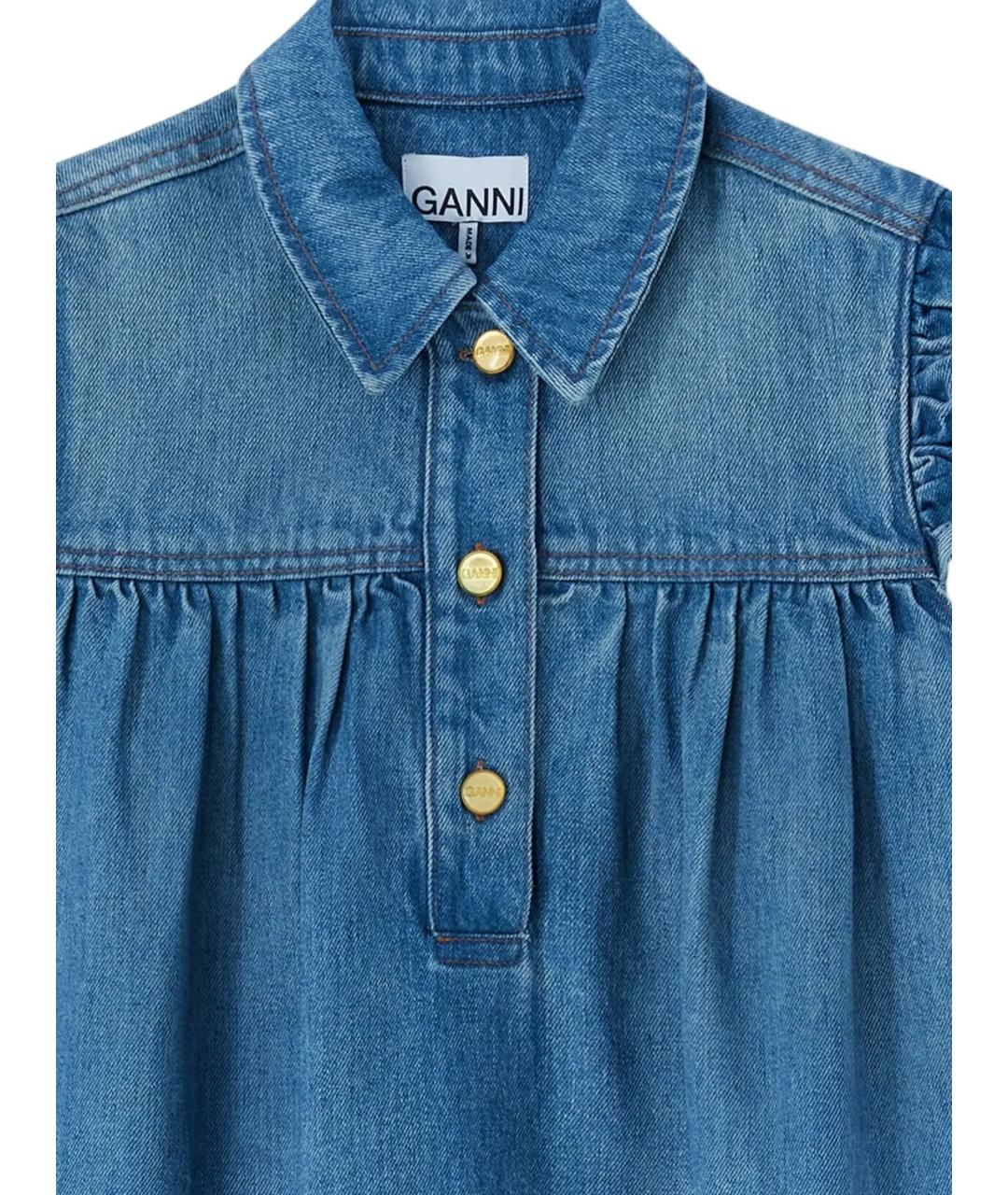 GANNI Синяя хлопковая рубашка, фото 2