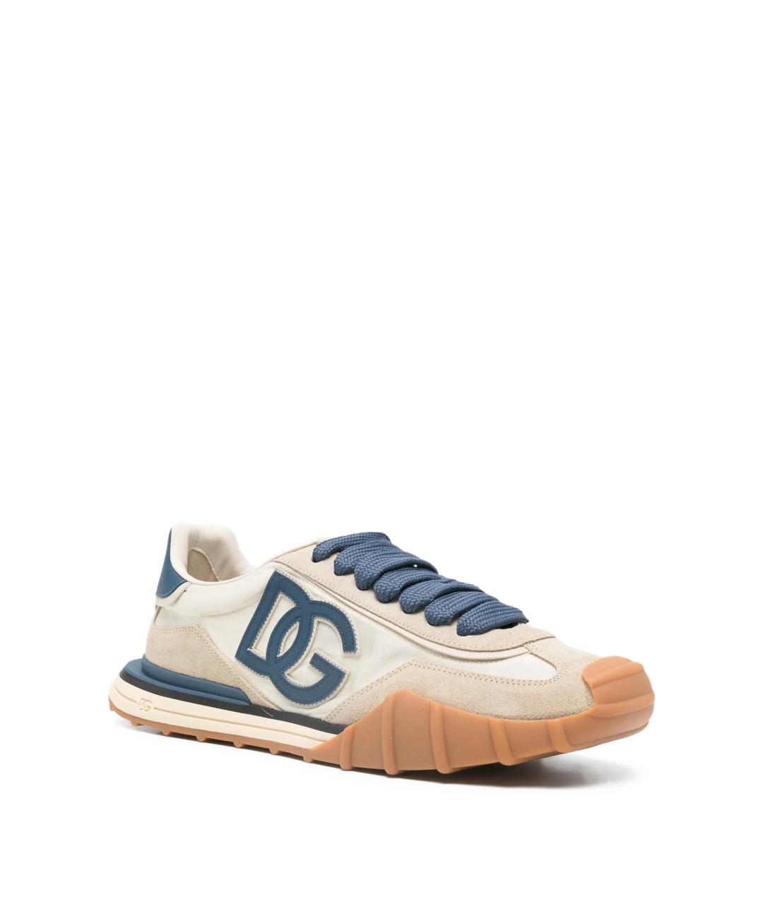 DOLCE&GABBANA Бежевые текстильные низкие кроссовки / кеды, фото 2