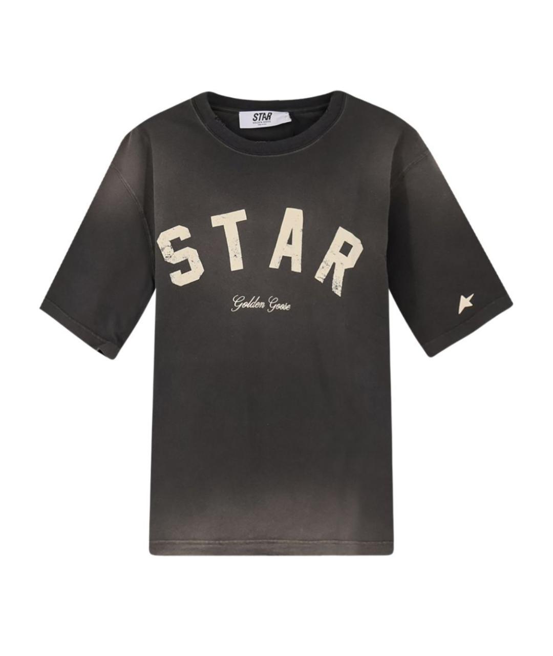 GOLDEN GOOSE DELUXE BRAND Черная хлопковая футболка, фото 1