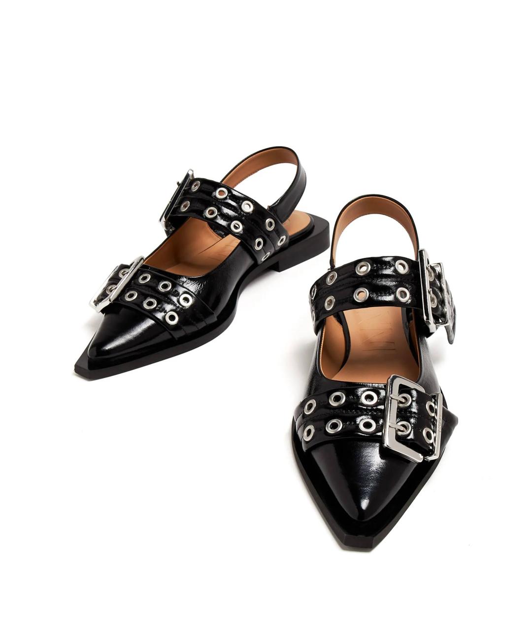 GANNI Черные босоножки из искусственной кожи, фото 2