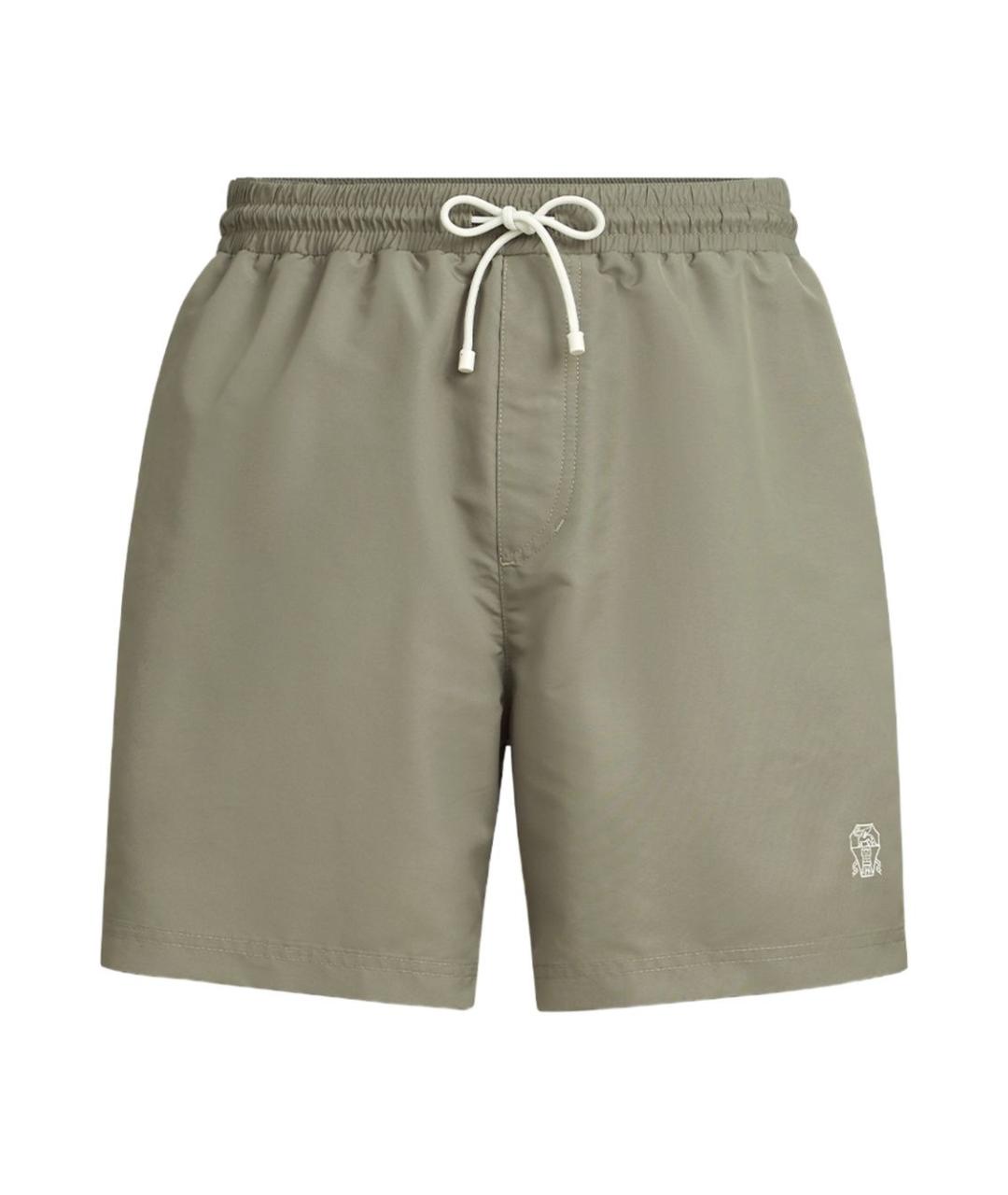 BRUNELLO CUCINELLI Хаки полиамидовые шорты, фото 1