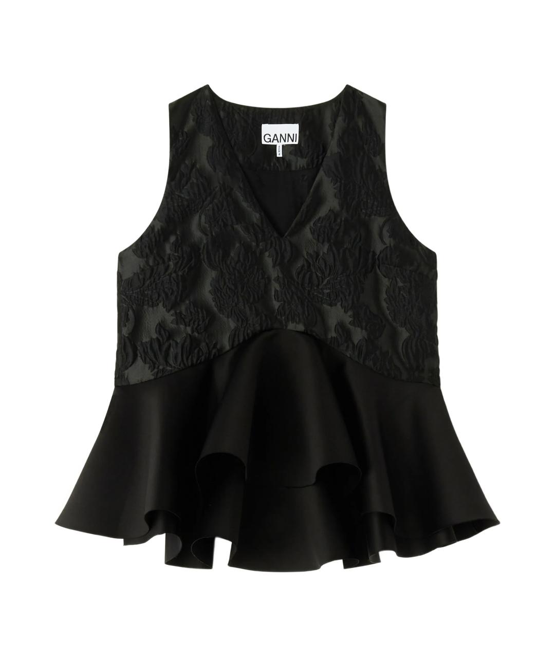 GANNI Черная полиэстеровая рубашка, фото 1