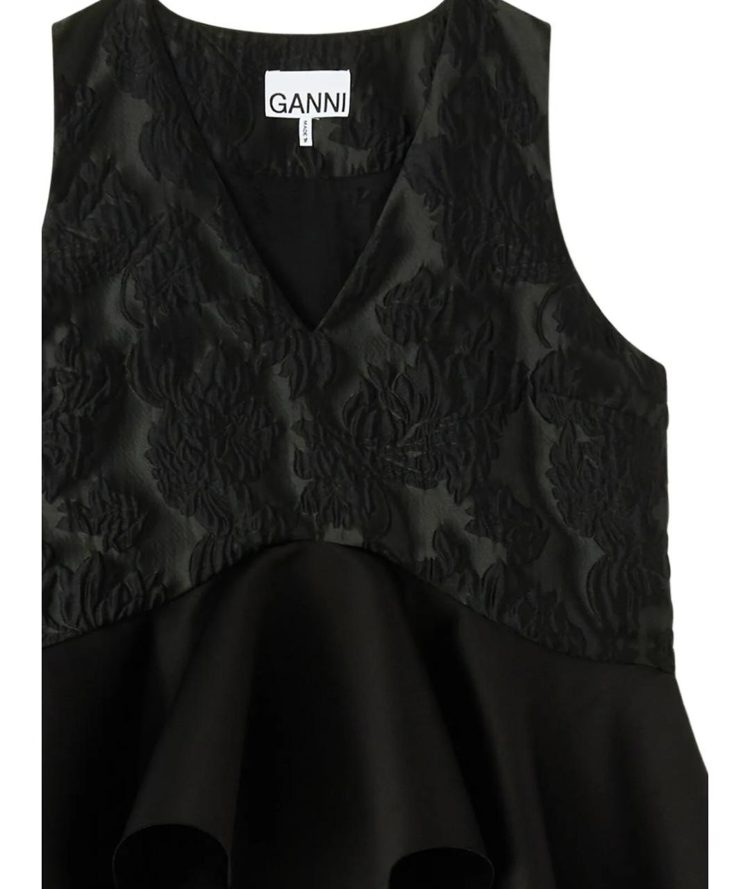 GANNI Черная полиэстеровая рубашка, фото 2