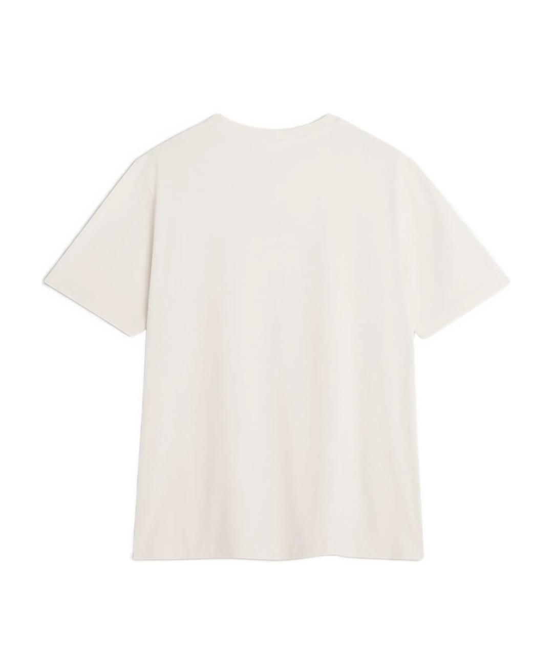 MAISON KITSUNE Бежевая хлопковая футболка, фото 3