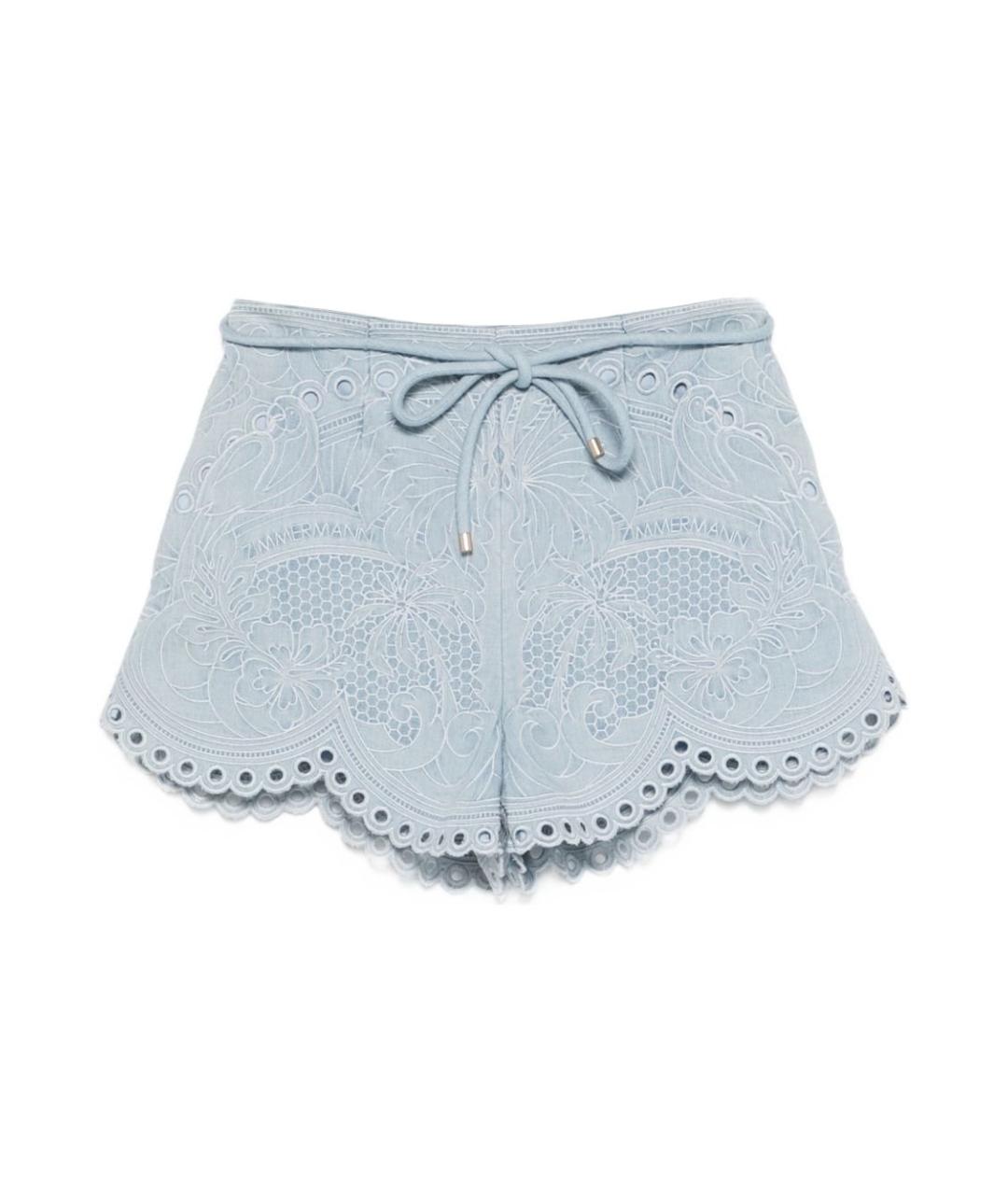 ZIMMERMANN Голубые хлопковые шорты, фото 1