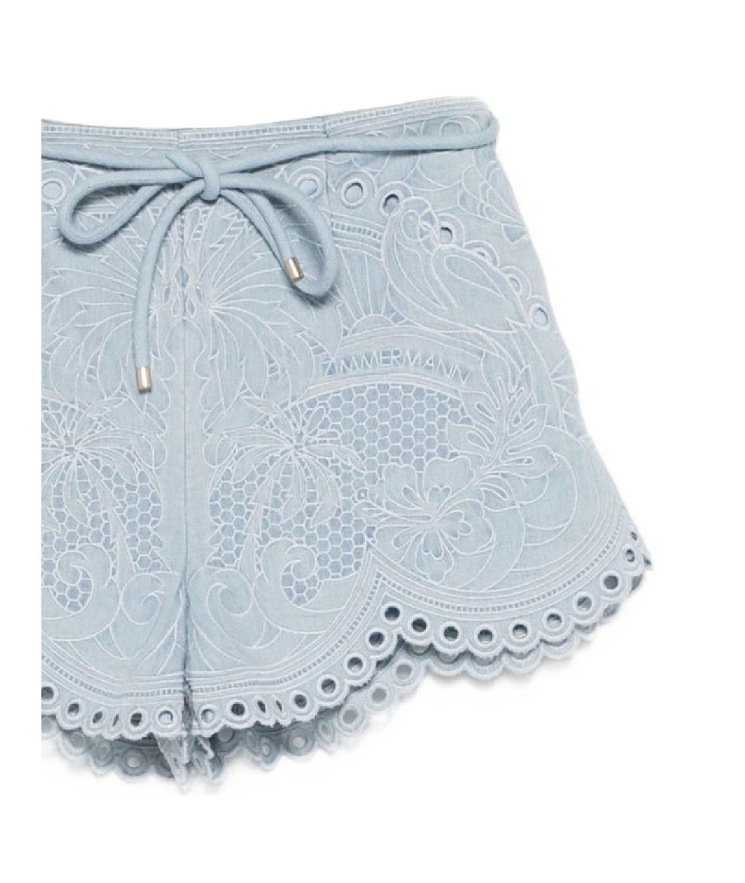 ZIMMERMANN Голубые хлопковые шорты, фото 2