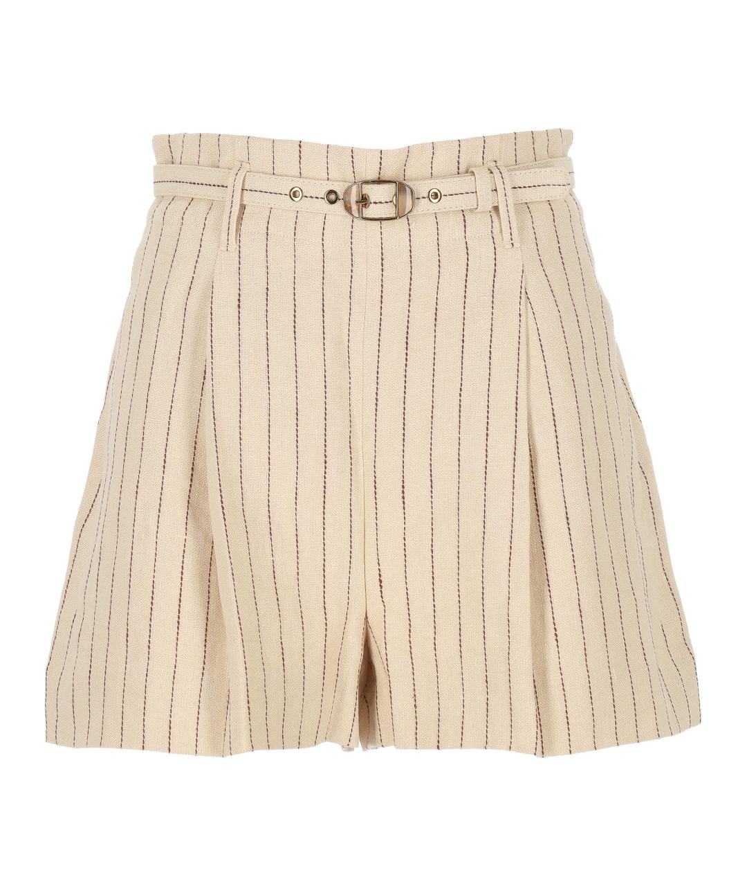 ZIMMERMANN Бежевые льняные шорты, фото 1