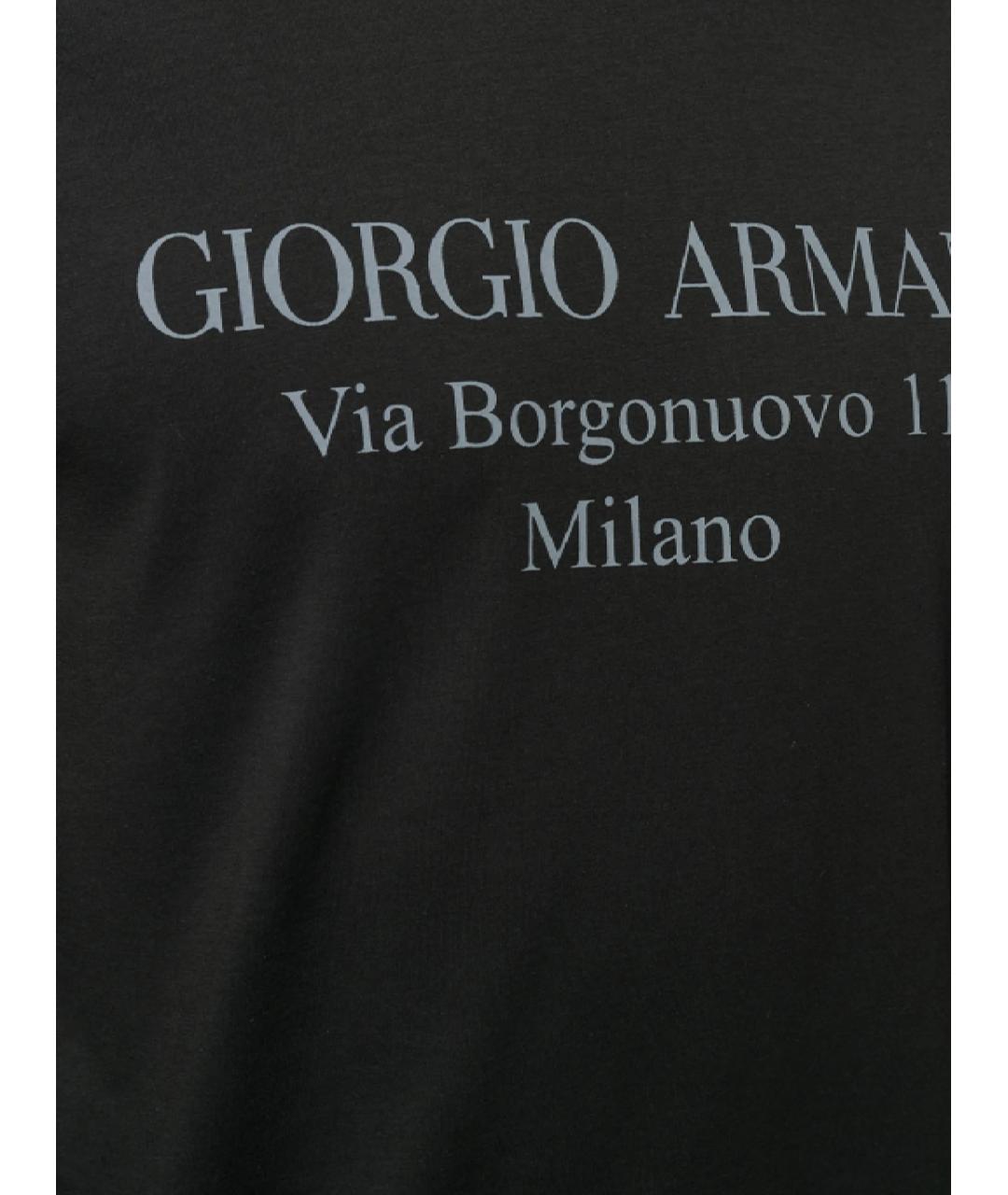GIORGIO ARMANI Черная хлопковая футболка, фото 2
