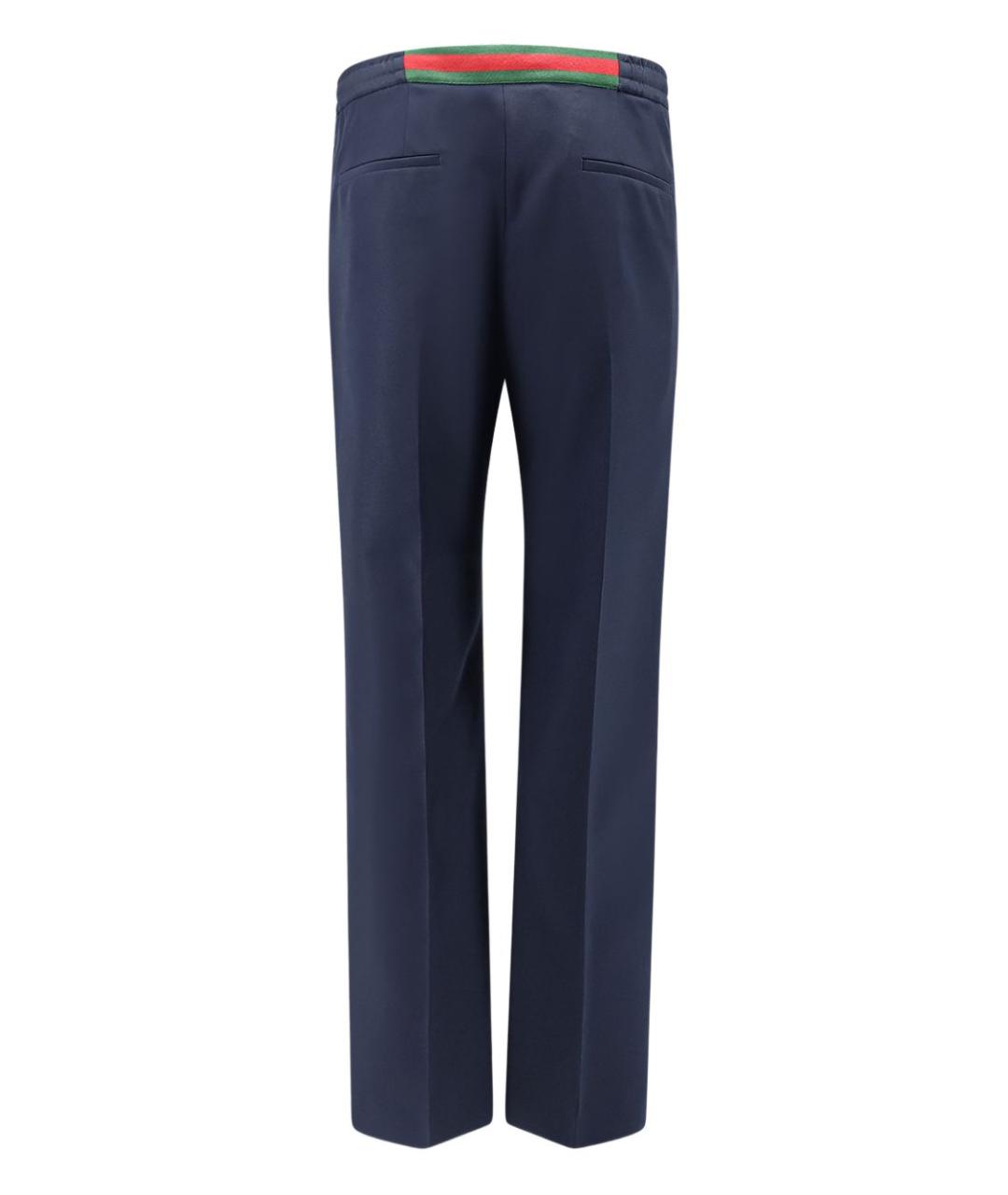 GUCCI Синие полиэстеровые повседневные брюки, фото 3