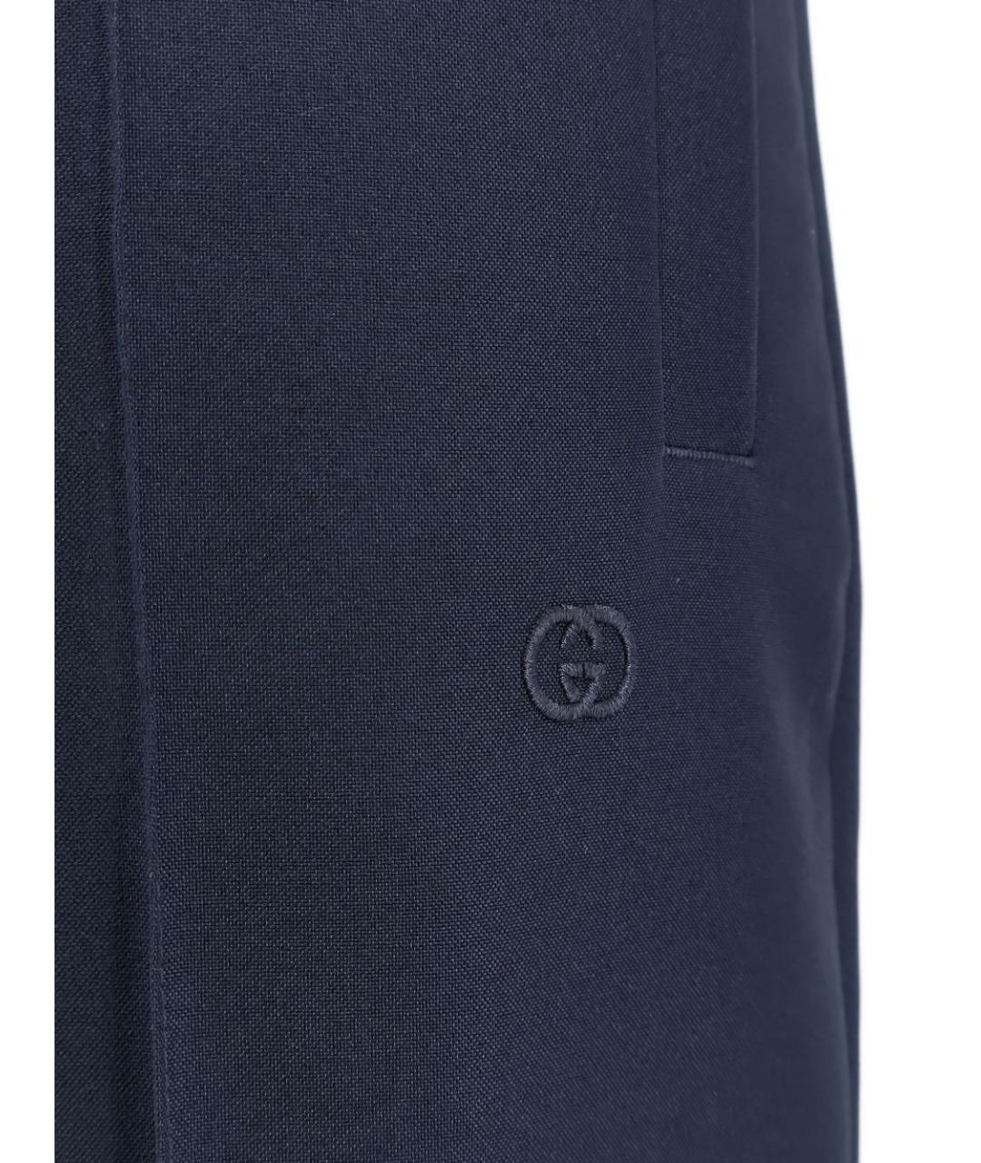 GUCCI Синие полиэстеровые повседневные брюки, фото 2