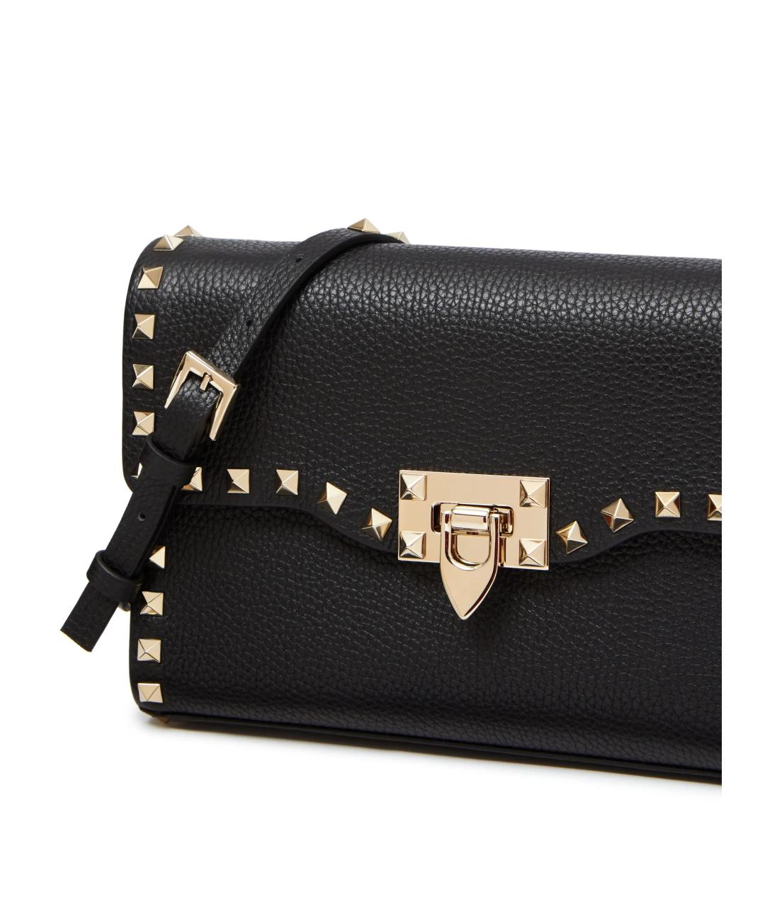 VALENTINO Черная кожаная сумка через плечо, фото 5