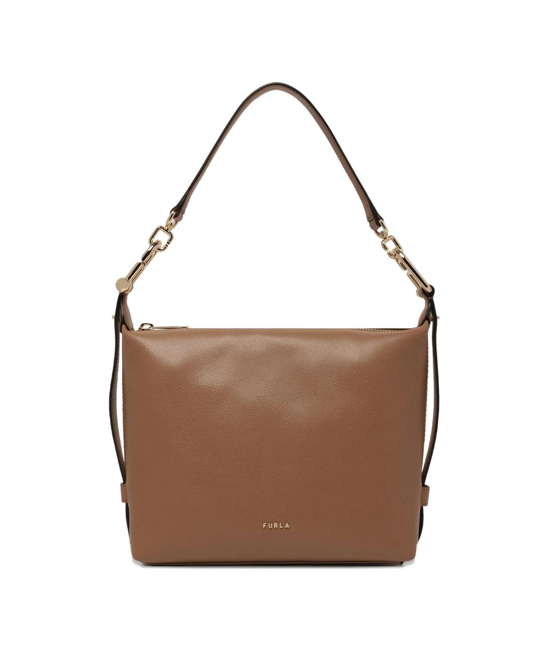 FURLA Коричневая кожаная сумка через плечо, фото 1