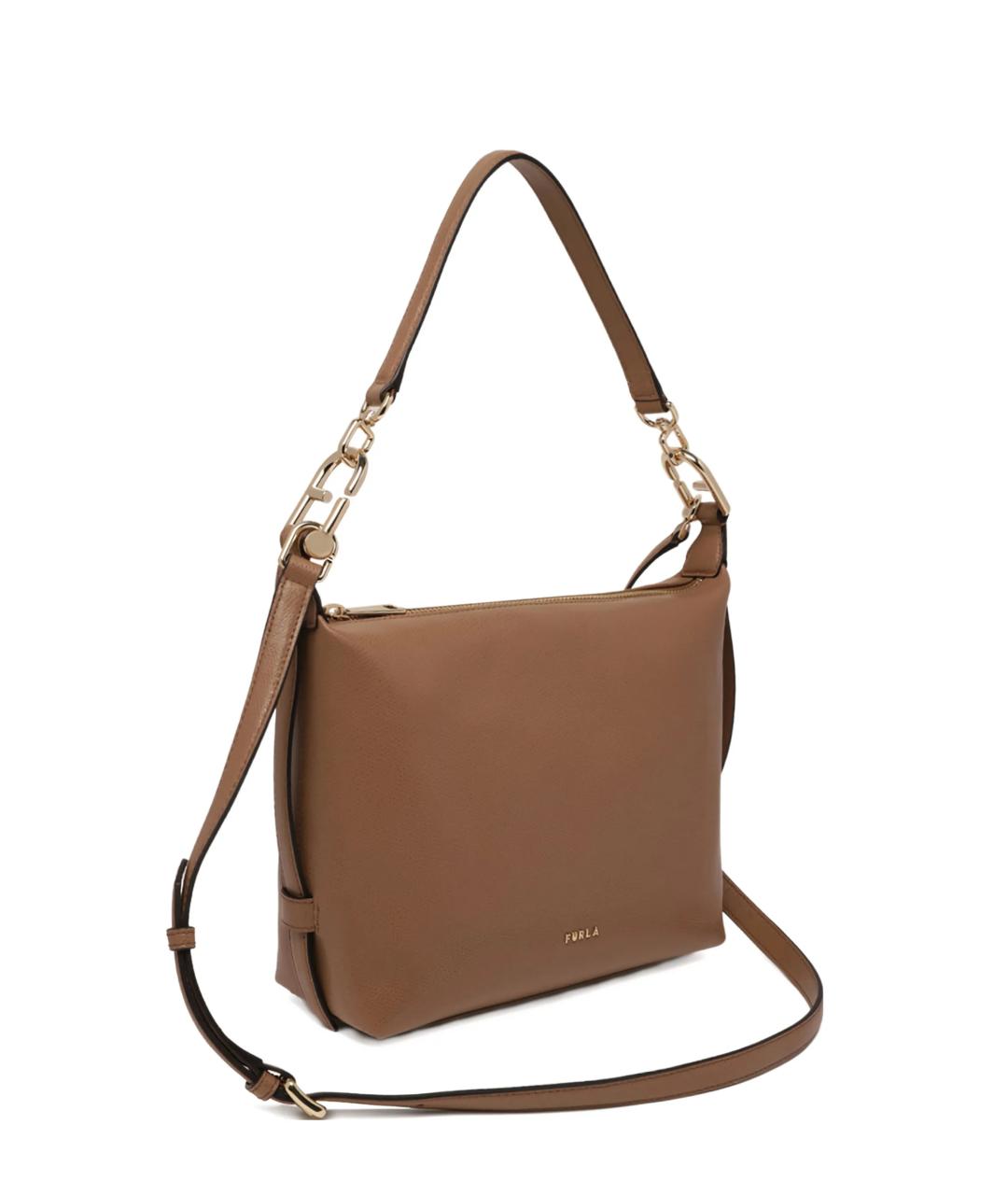 FURLA Коричневая кожаная сумка через плечо, фото 2