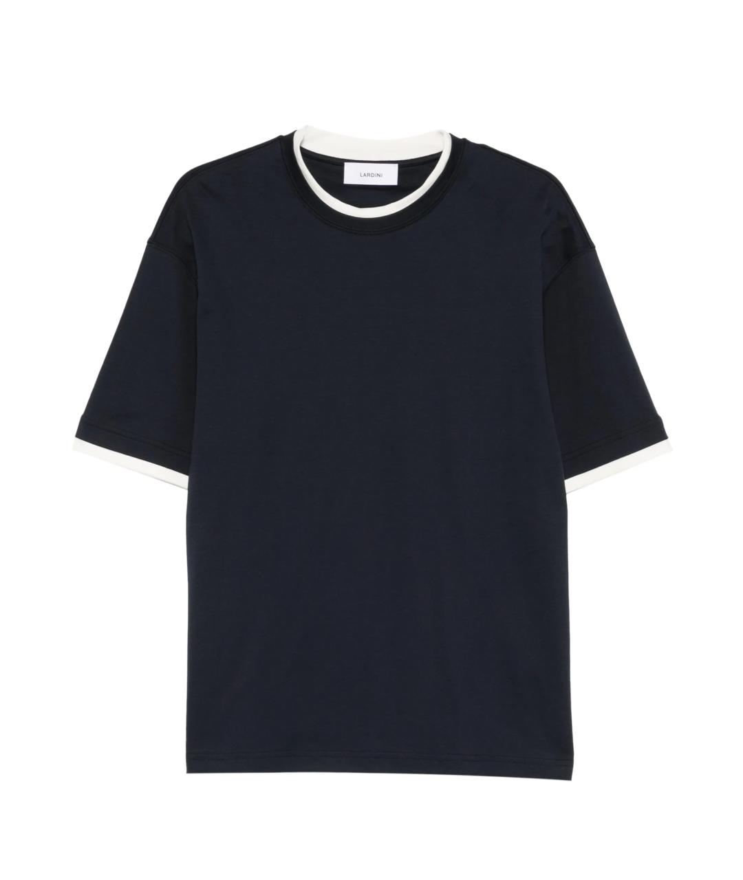 LARDINI Темно-синяя хлопковая футболка, фото 1