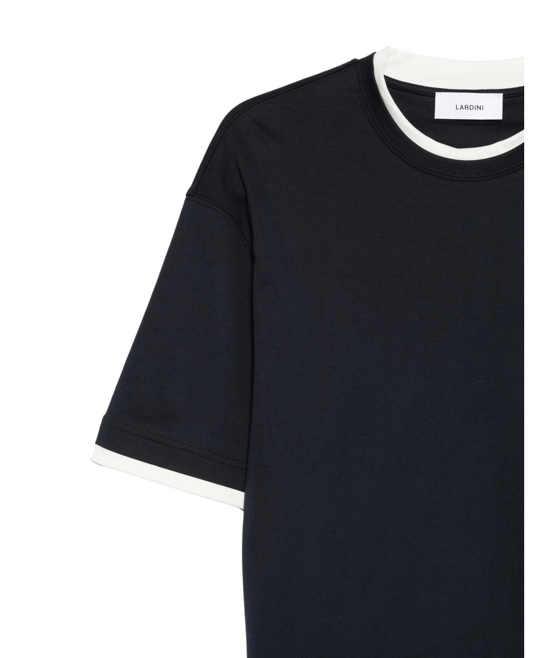 LARDINI Темно-синяя хлопковая футболка, фото 2