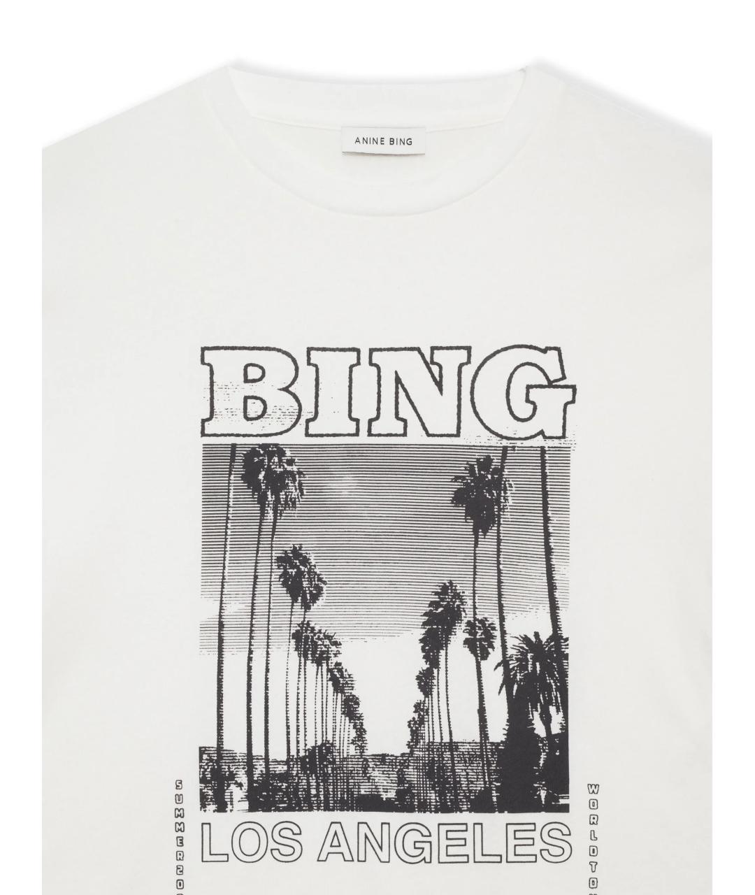 ANINE BING Белая хлопковая футболка, фото 2