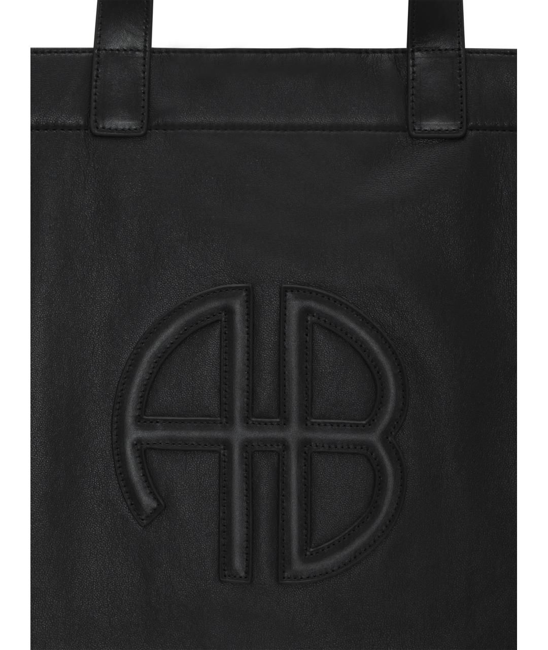 ANINE BING Черная кожаная сумка тоут, фото 4