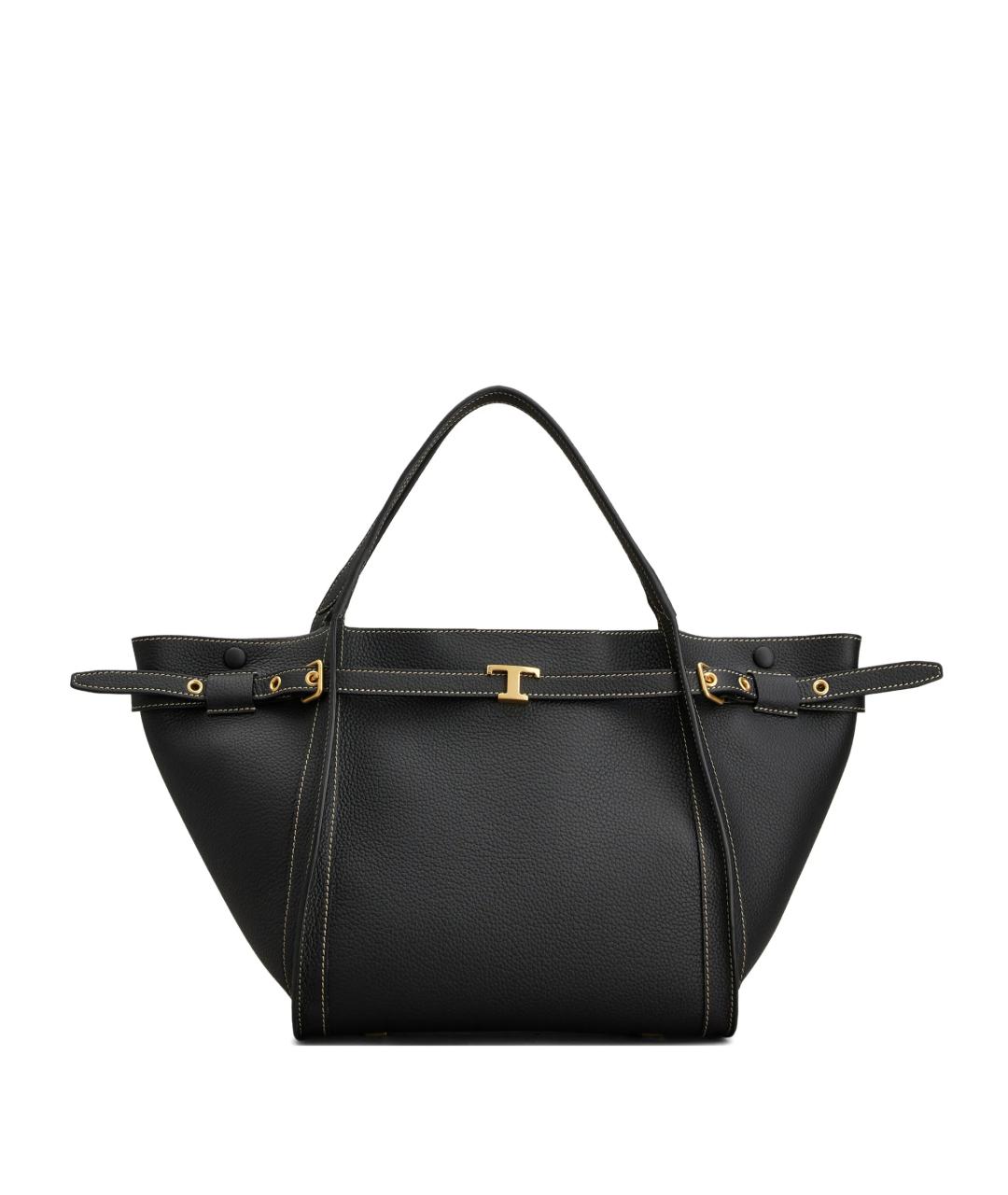 TOD'S Черная кожаная сумка тоут, фото 1