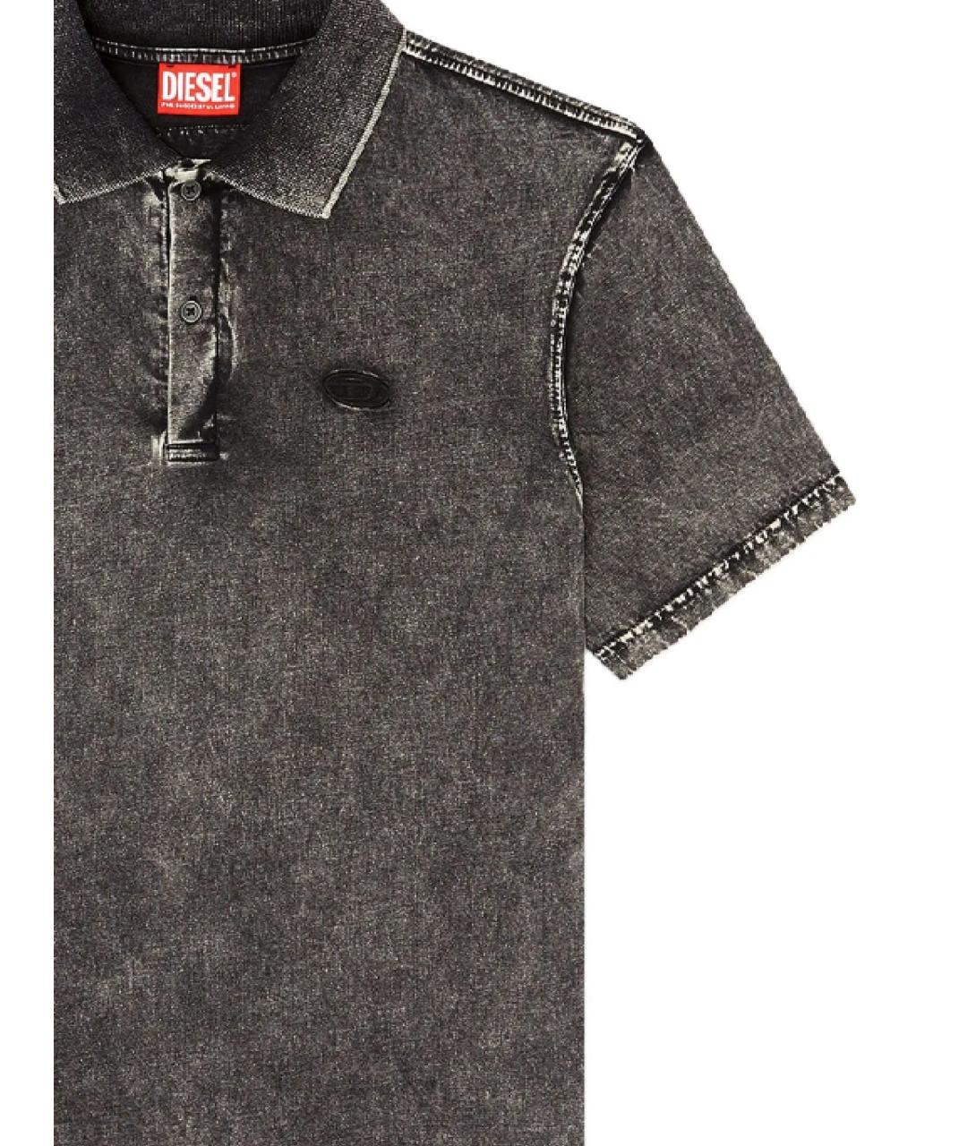 DIESEL Черное хлопковое поло с коротким рукавом, фото 2