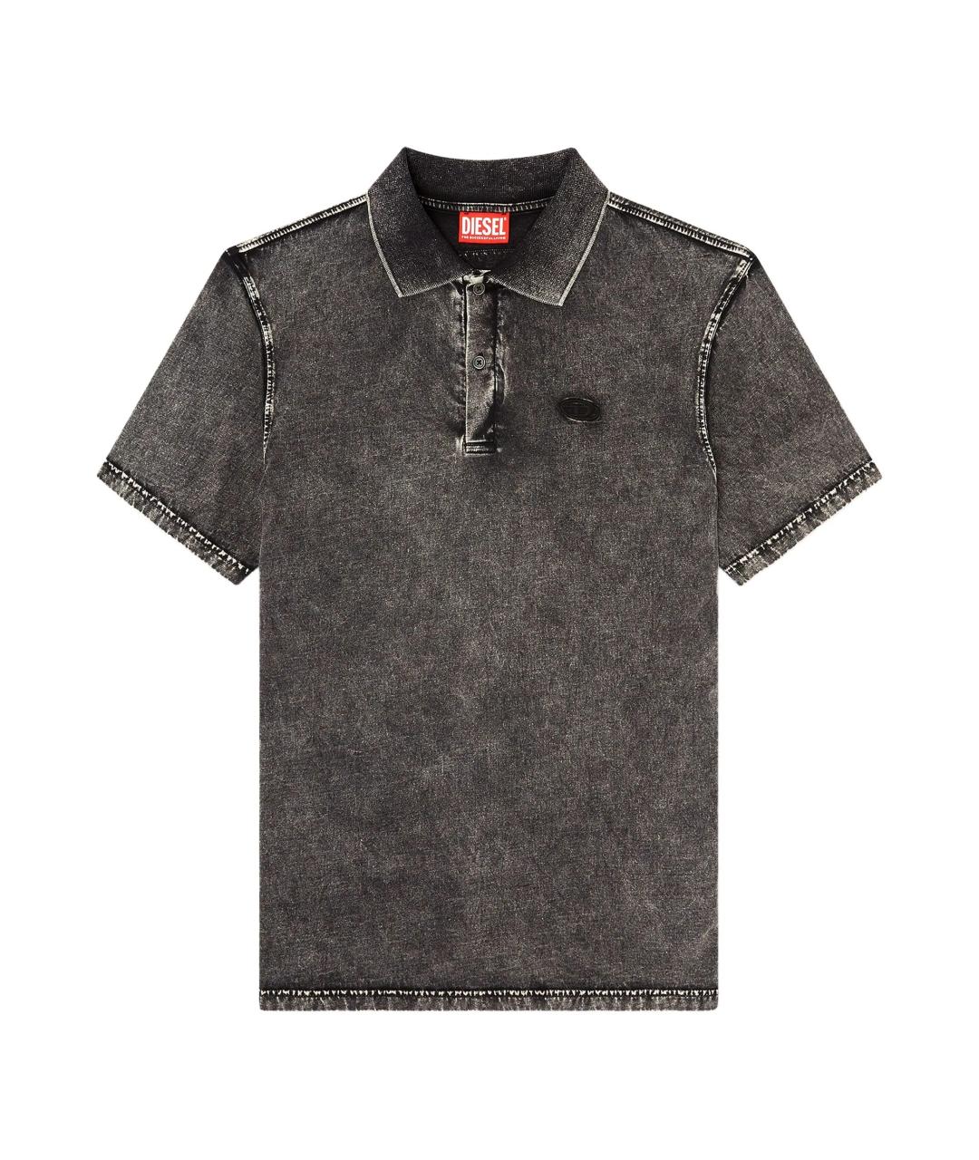 DIESEL Черное хлопковое поло с коротким рукавом, фото 1