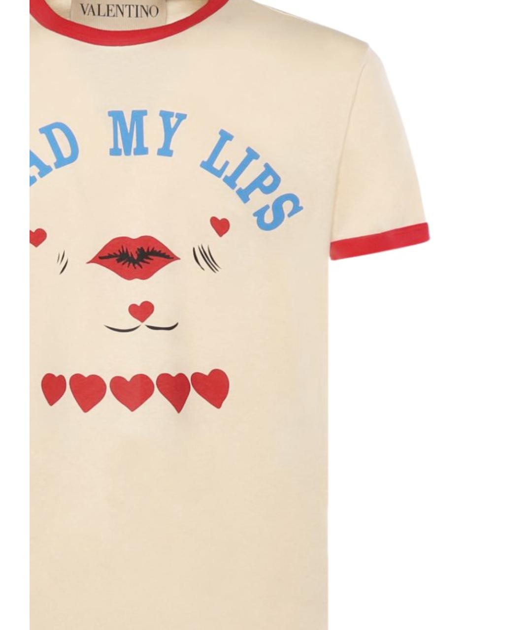 VALENTINO Бежевая хлопковая футболка, фото 2