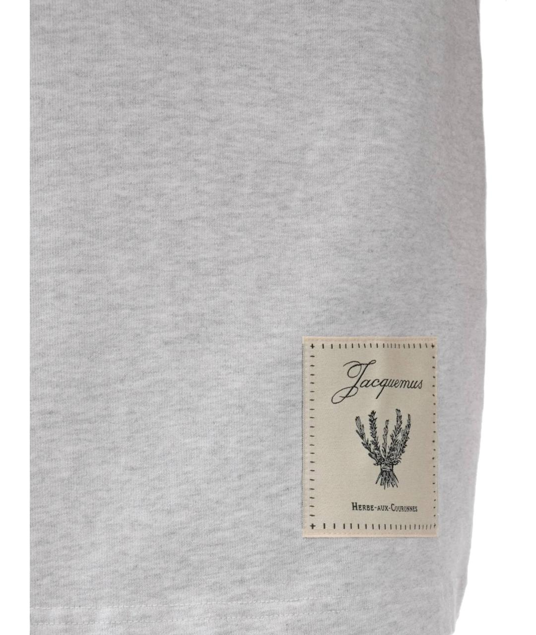JACQUEMUS Серая хлопковая футболка, фото 2