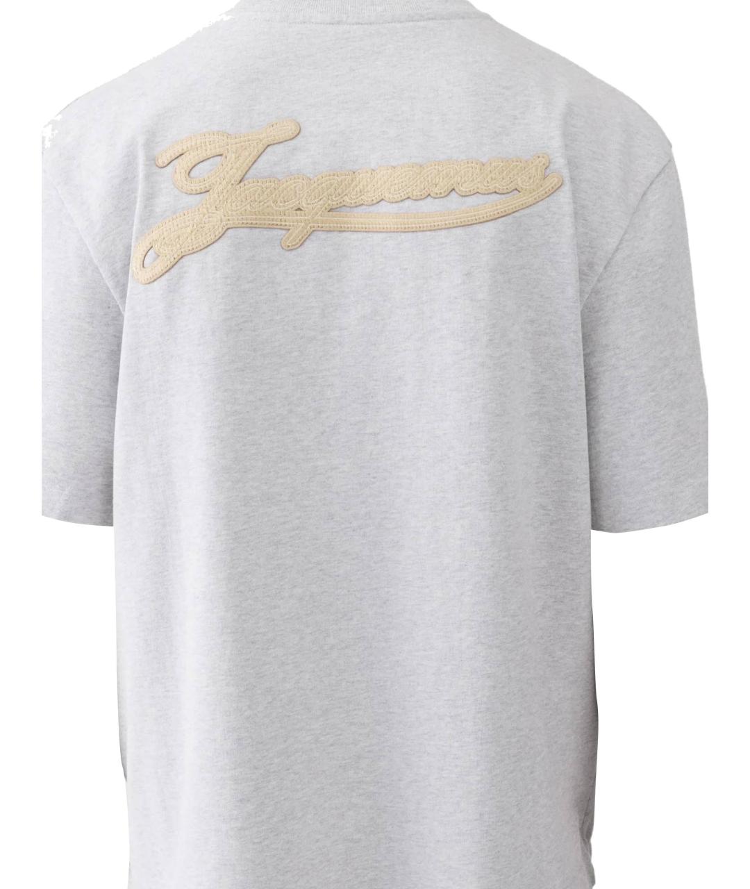 JACQUEMUS Серая хлопковая футболка, фото 3