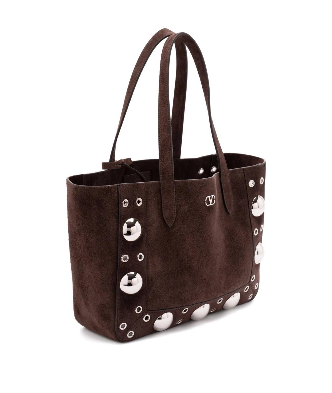 VALENTINO Коричневая замшевая сумка тоут, фото 2