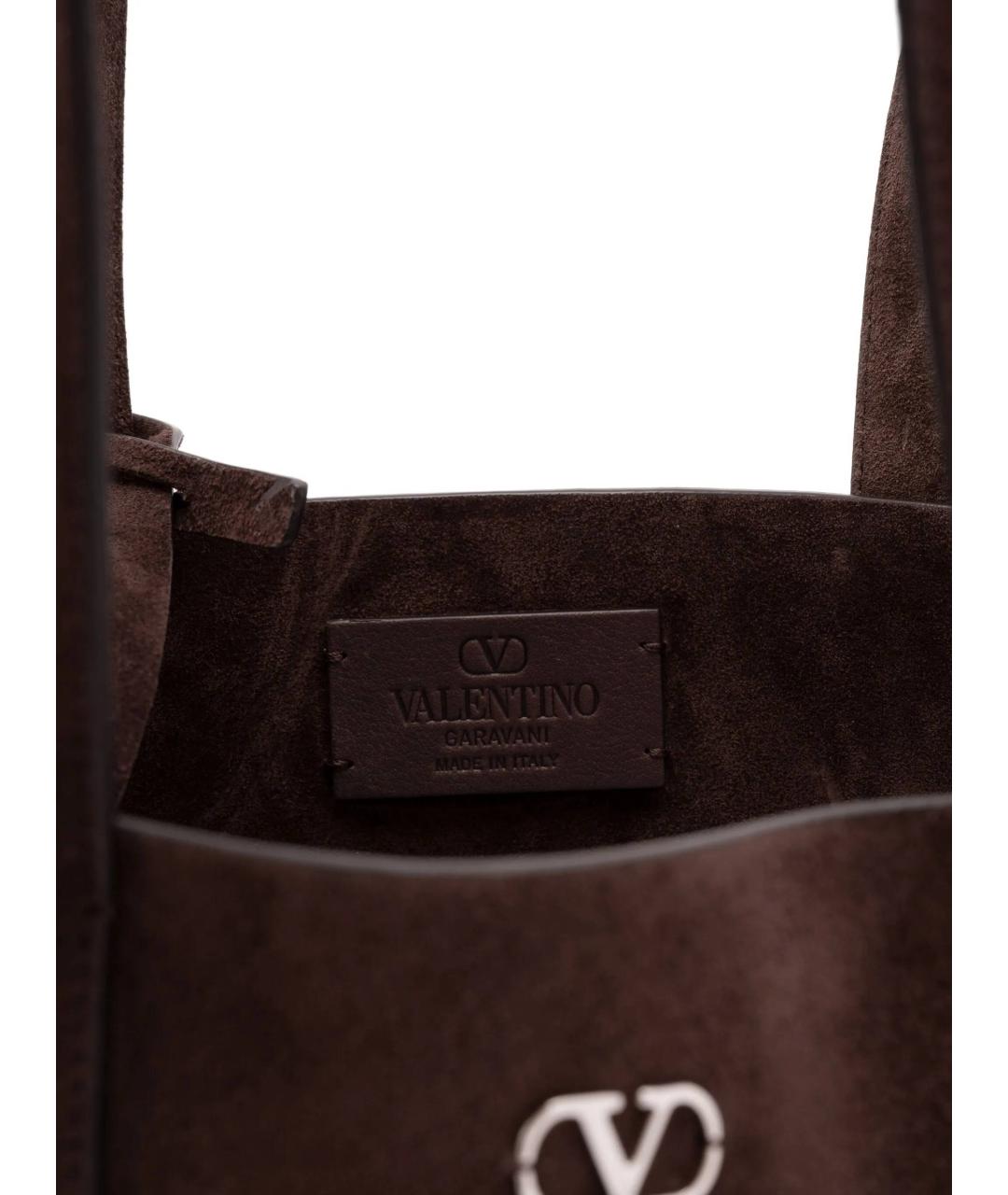 VALENTINO Коричневая замшевая сумка тоут, фото 4
