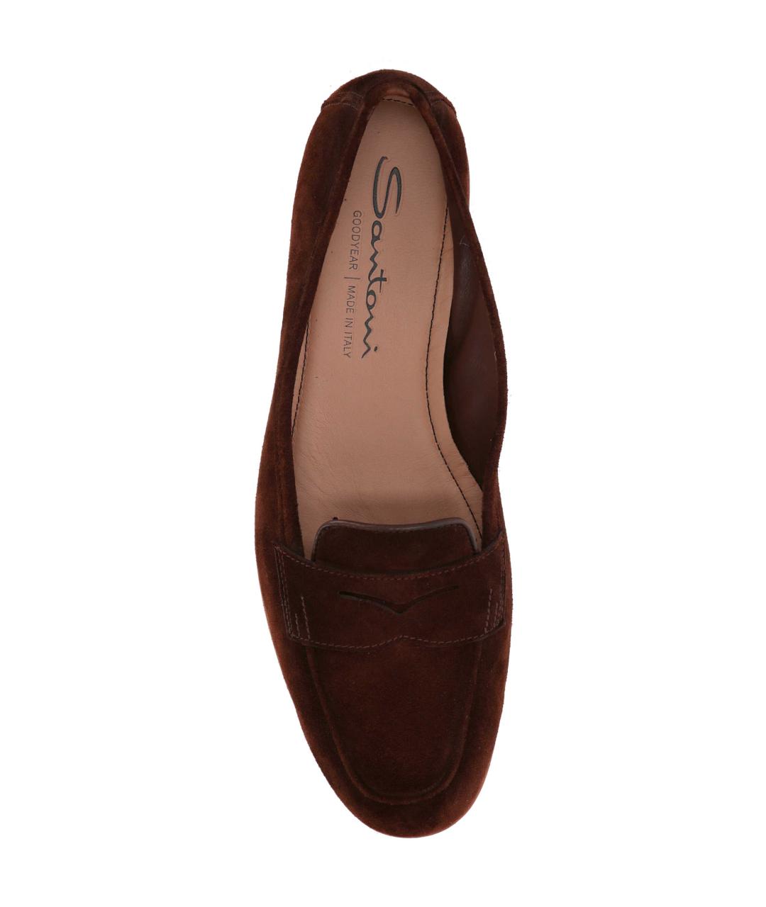 SANTONI Коричневые замшевые лоферы, фото 4