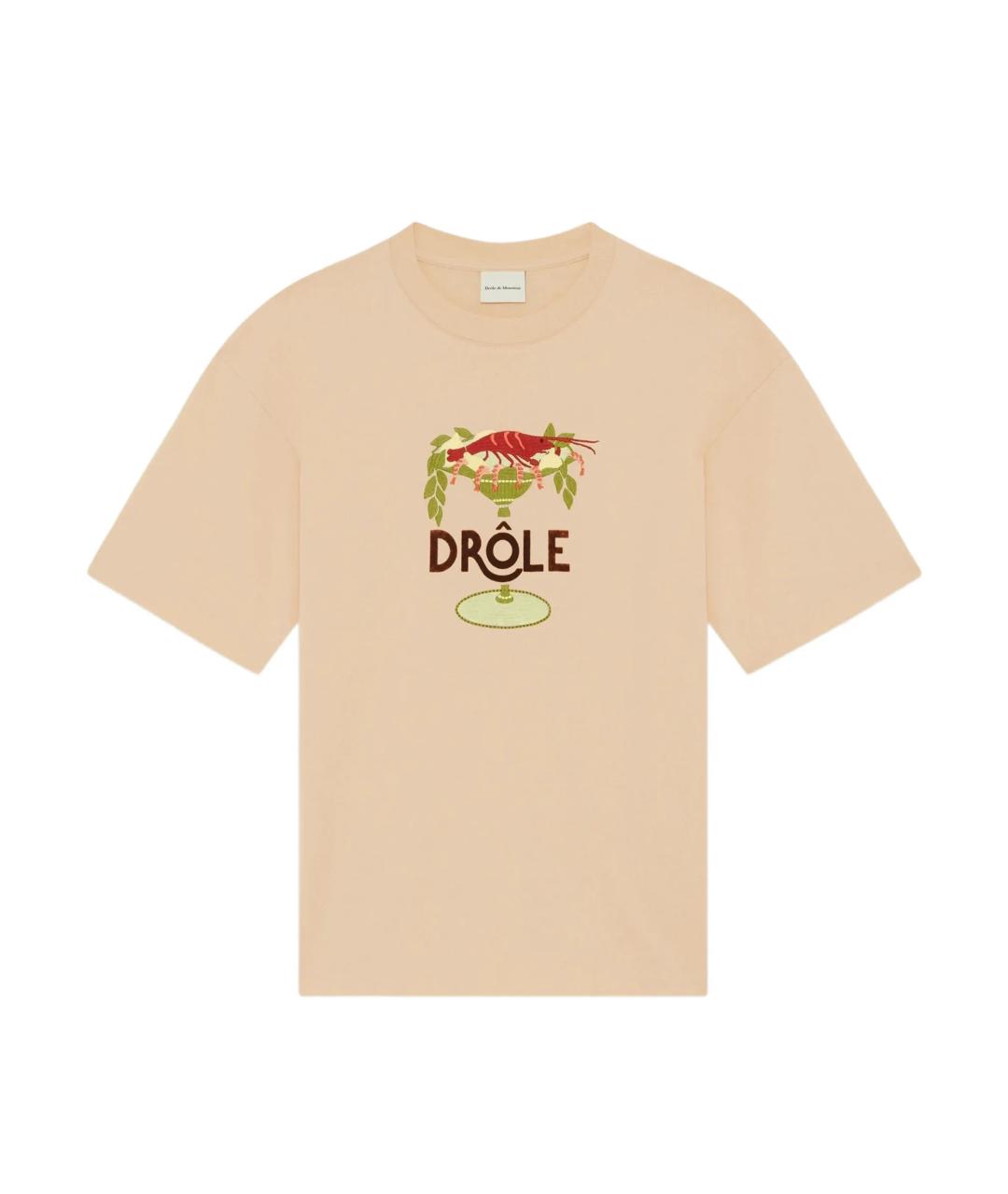 Drole de Monsieur Бежевая хлопковая футболка, фото 1